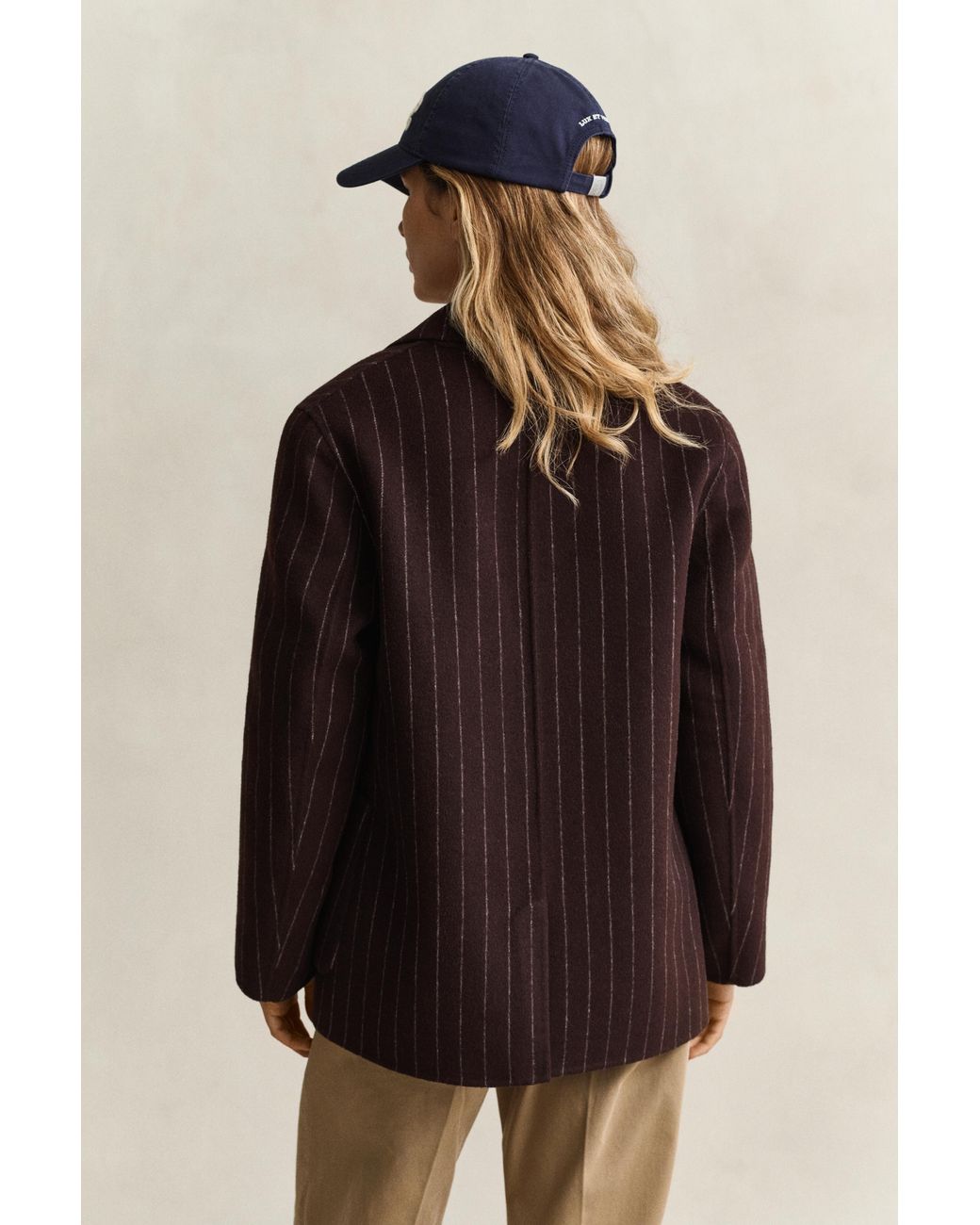 Gant Natural X Yale Pinstriped Handstitched Blazer Deep