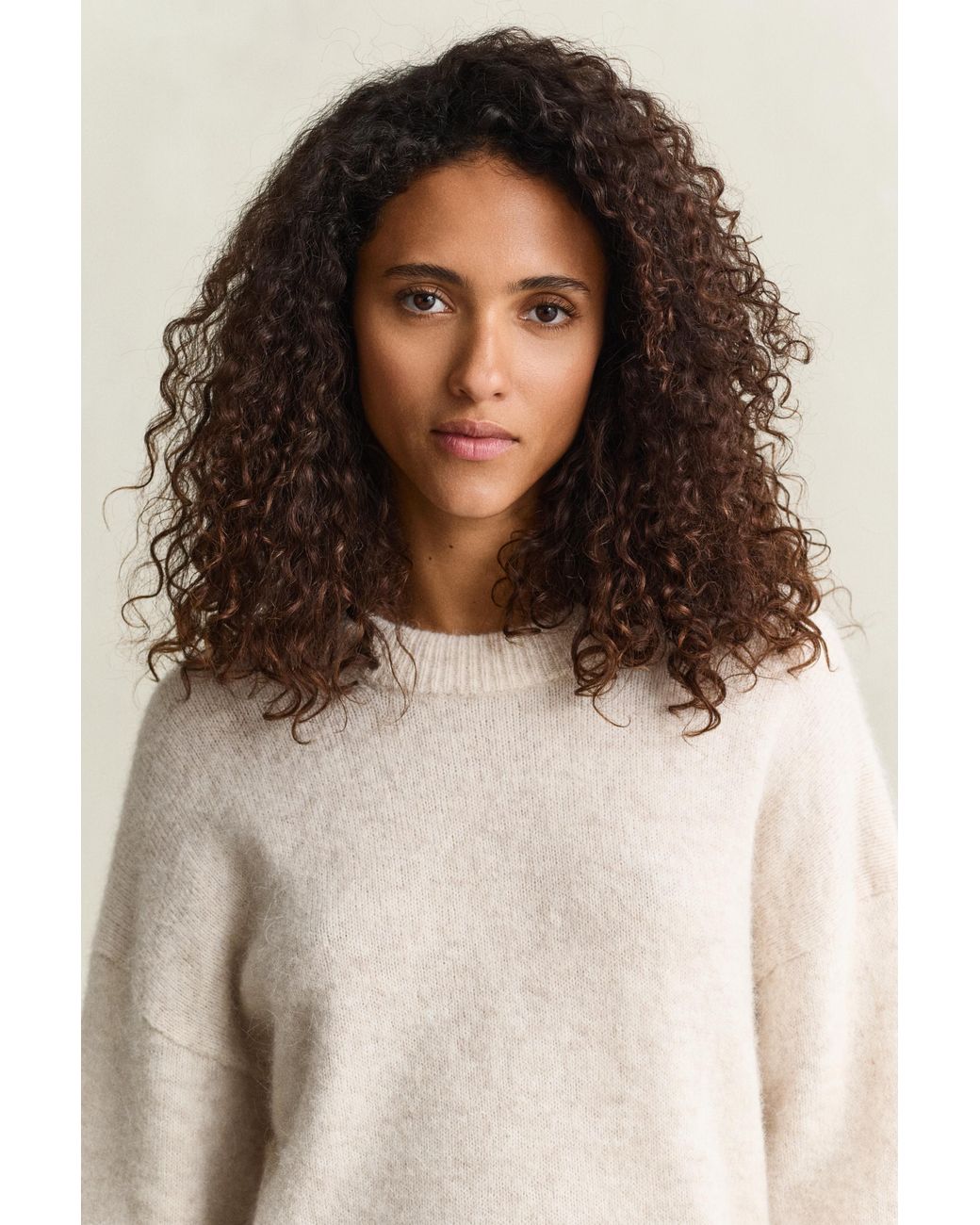Gant Natural Alpaca Wool Blend Sweater Light Melange