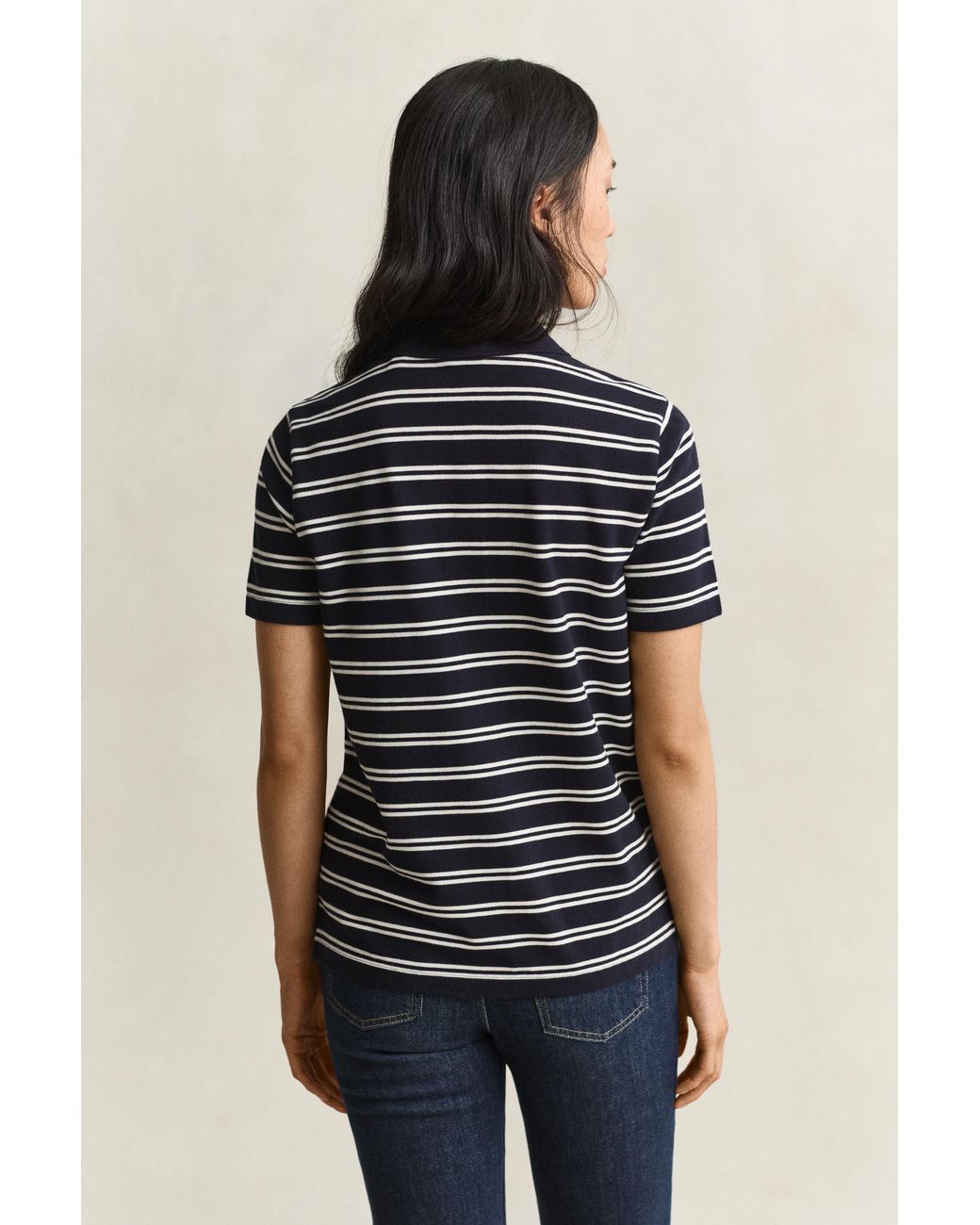 Gant Blue Striped Piqué Polo Top Evening