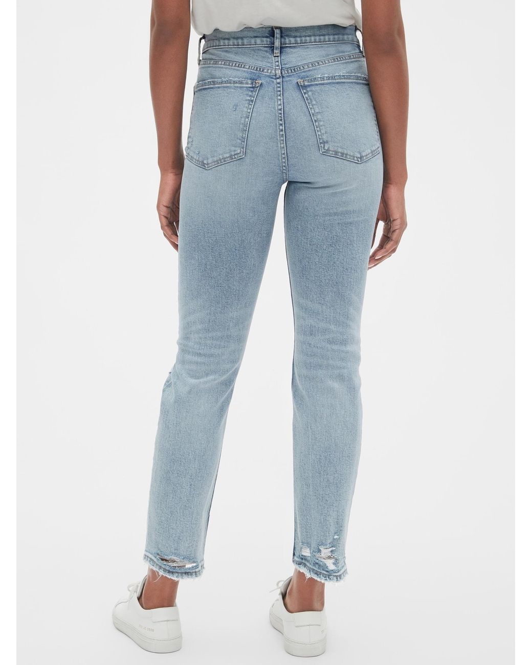 High Rise Distressed Cigarette Jeans 