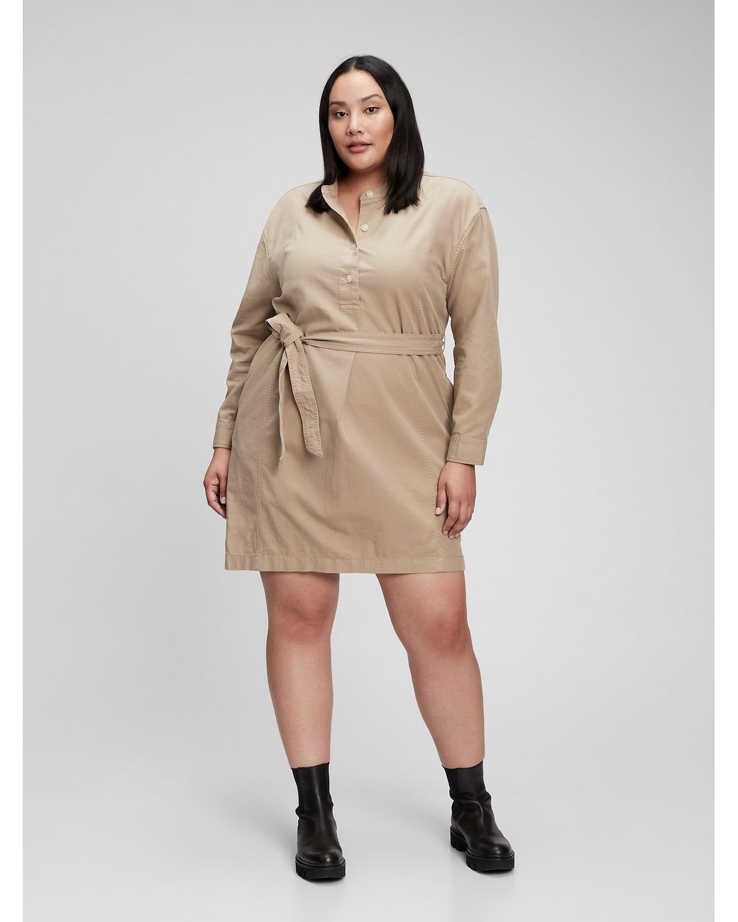 Gap Cotton Utility Mini Dress in Brown 
