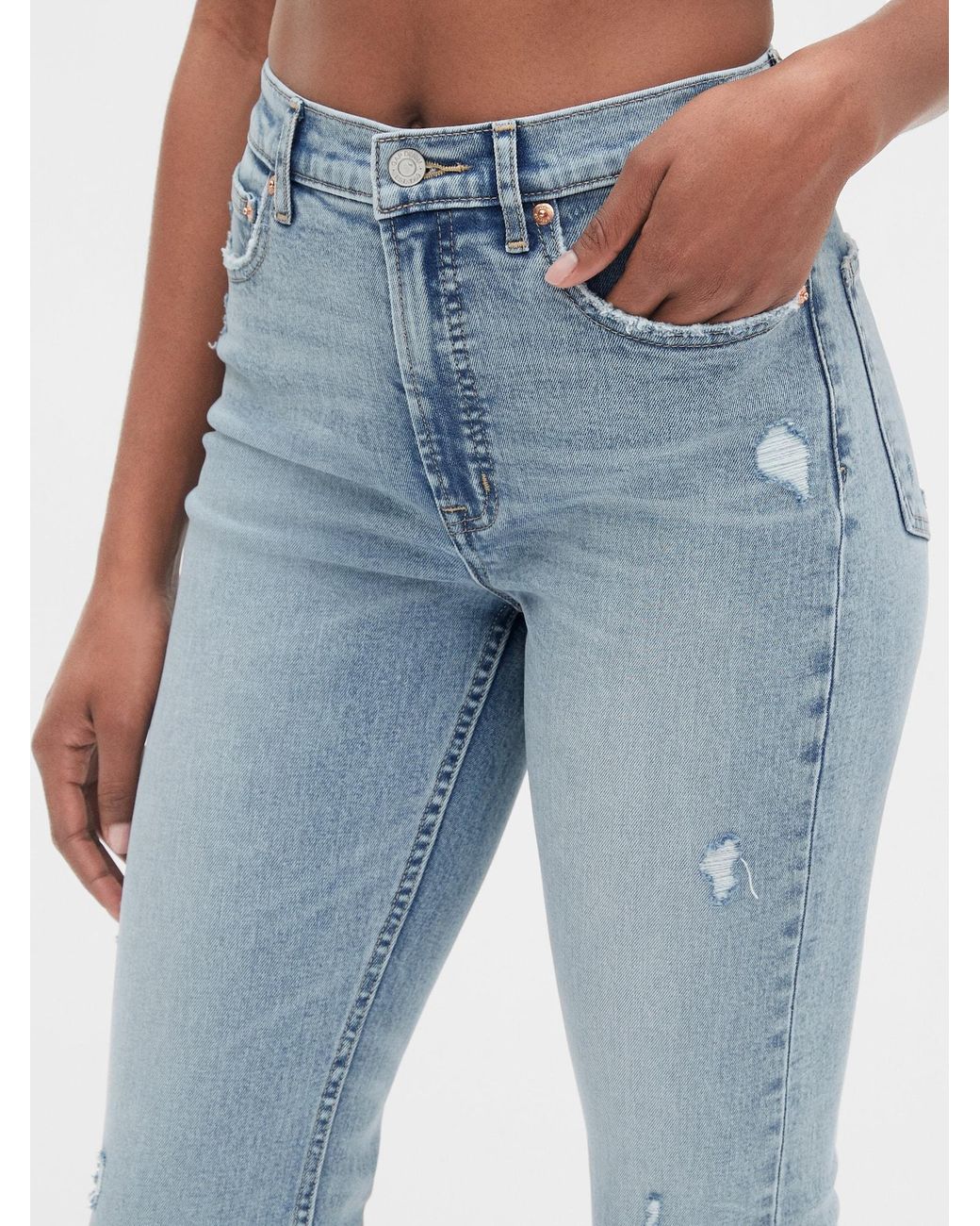 High Rise Distressed Cigarette Jeans 
