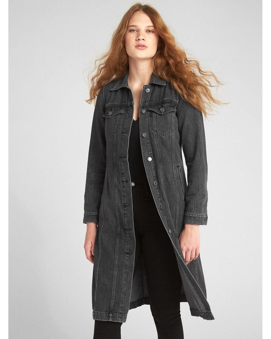Gap Icon Denim Duster Jacket in Grey 