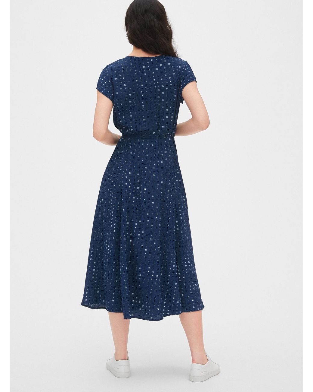 Gap Midi Wrap Dress in Blue Dot (Blue 