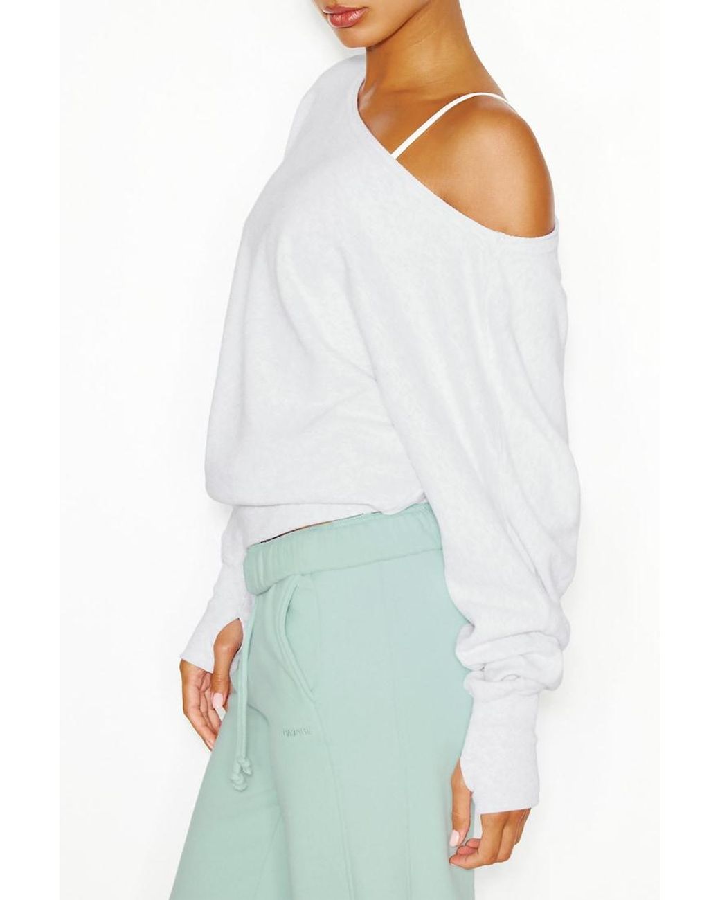 Garage White Softterry Off Shoulder Sweatshirt