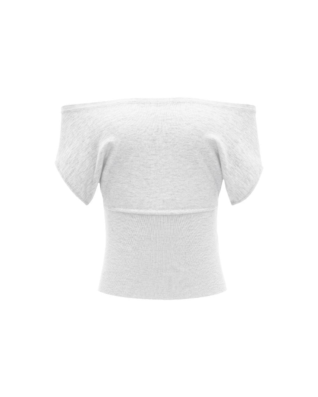 Garage White Off Shoulder Short Sleeve Cinch Waist Top