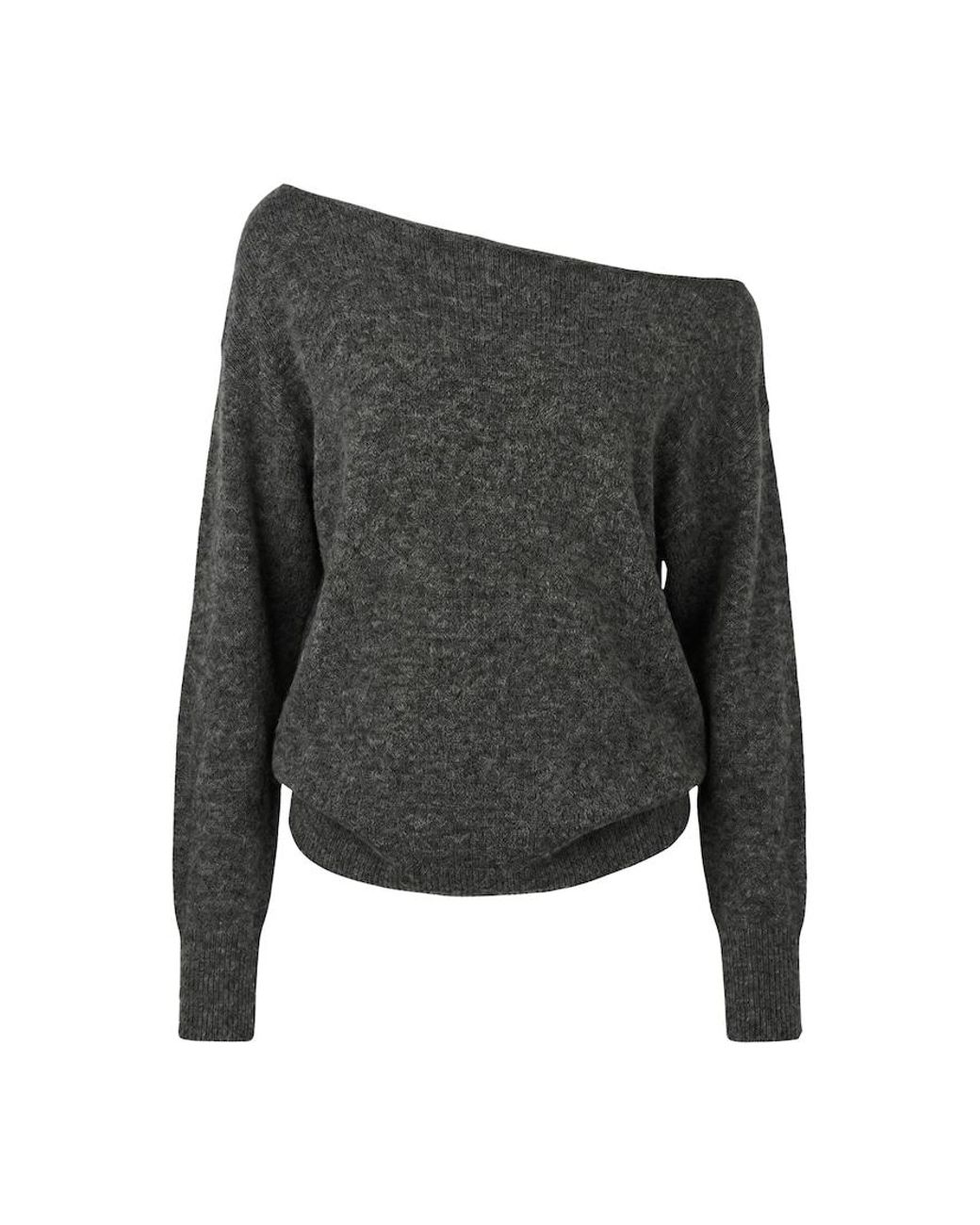 Garage Black Long Sleeve Spongy Relaxed Off Shoulder Sweater