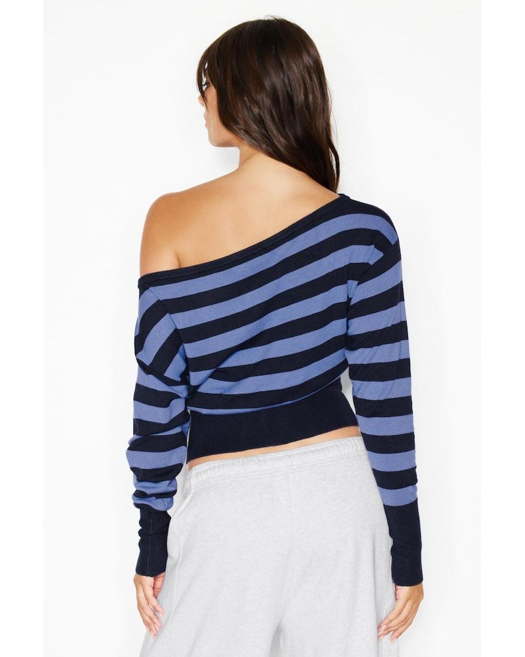 Garage Blue Off Shoulder Reset Long Sleeve Top