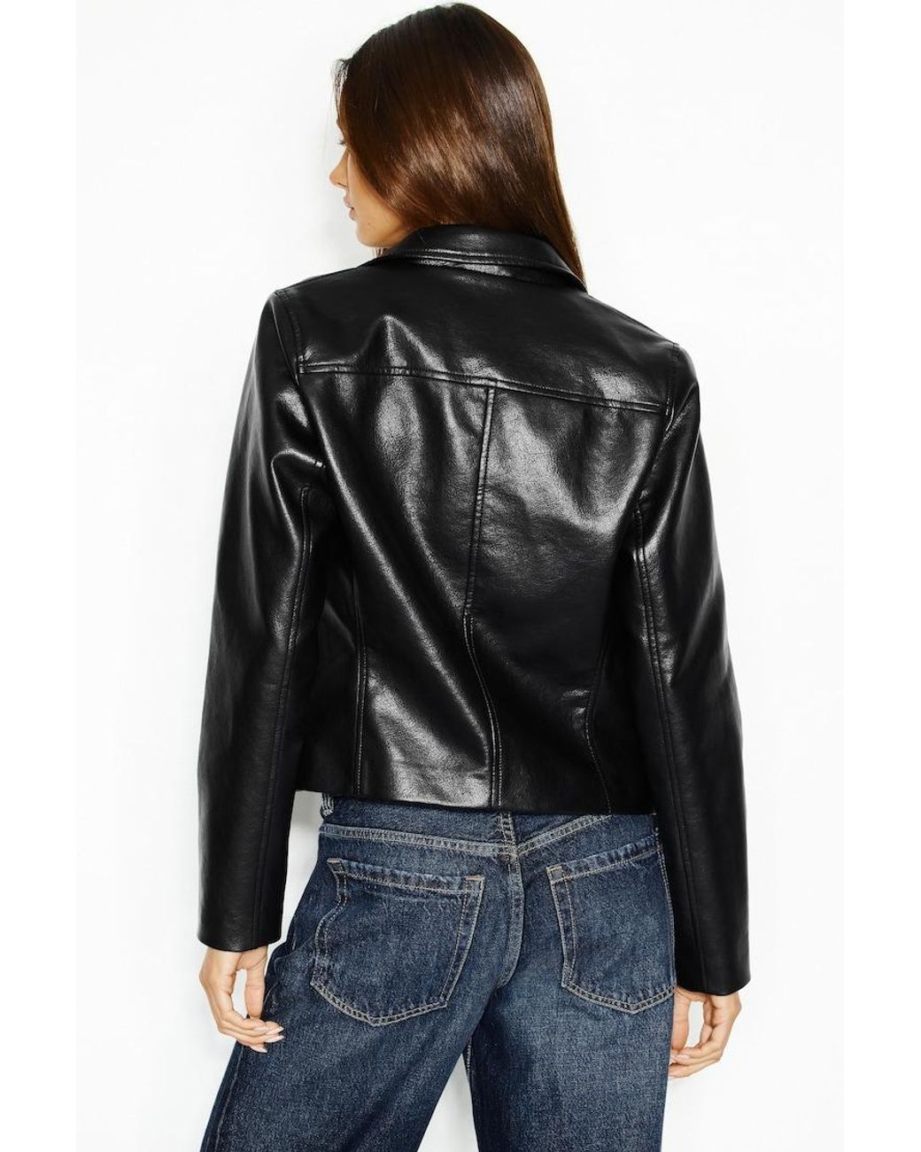 Garage Black Faux-Leather Worker Jacket