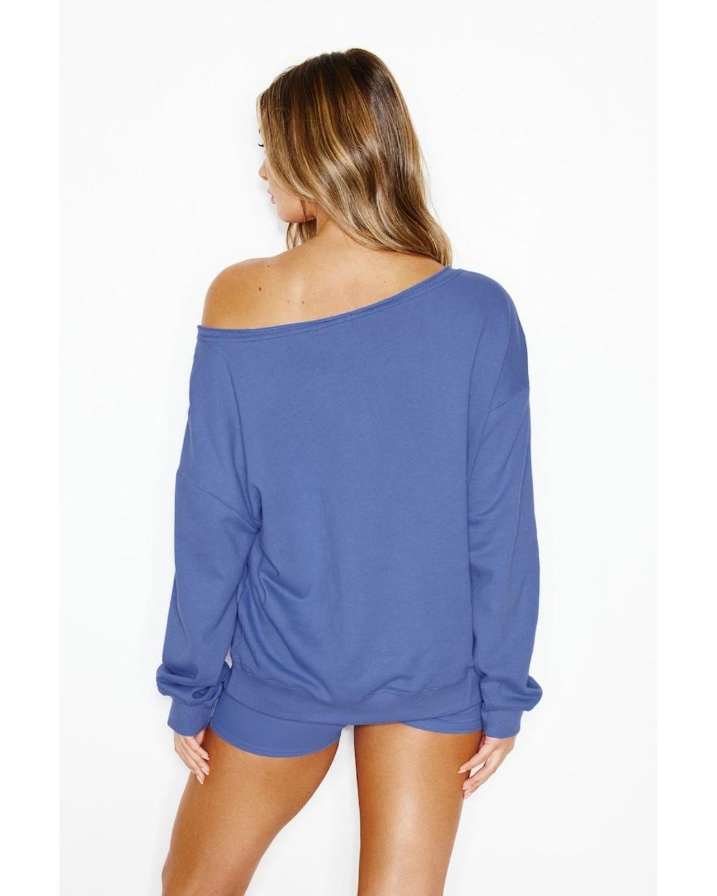 Garage Blue Softterry Off Shoulder Sweatshirt