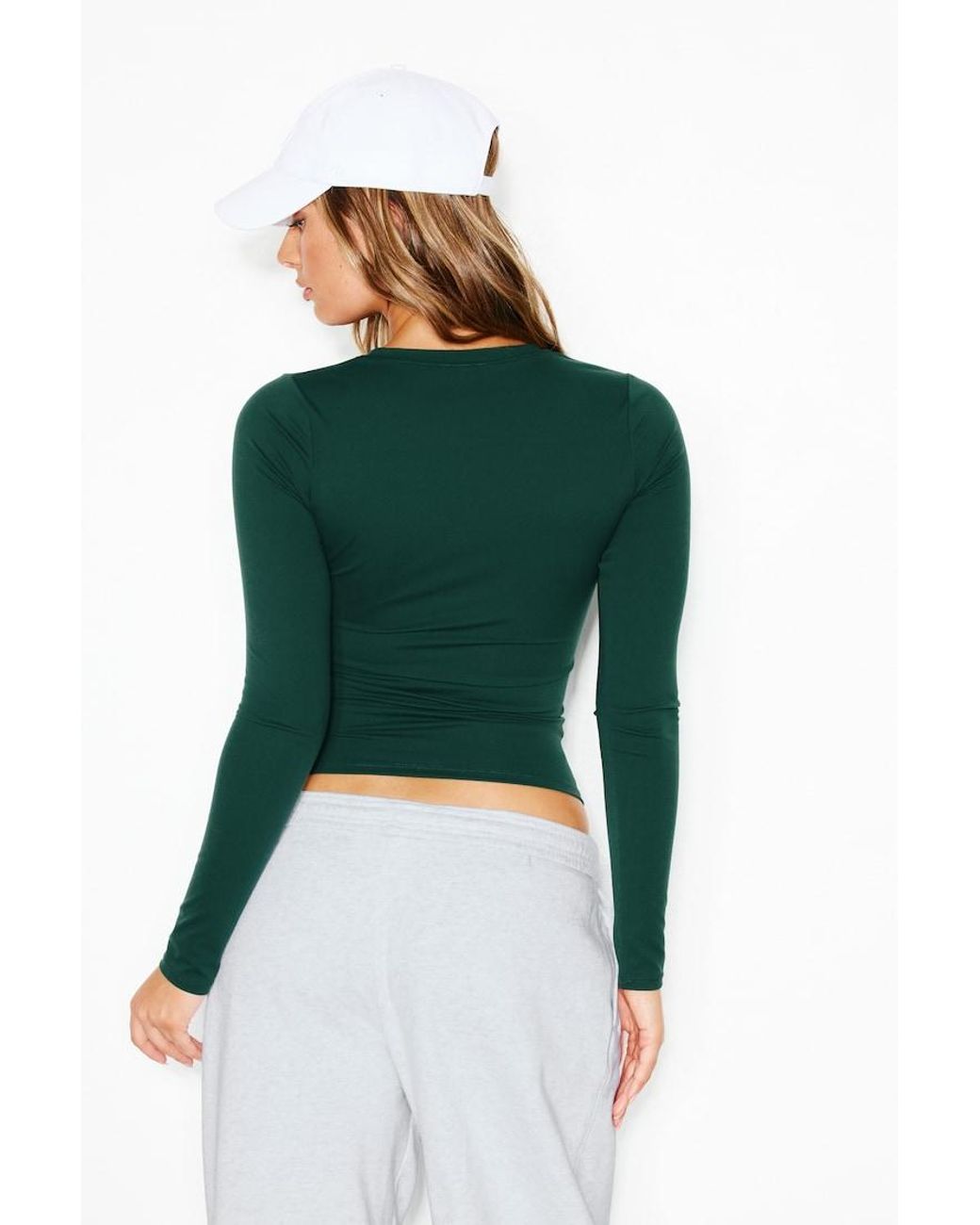 Garage Green Sleek Crewneck Longsleeve Top