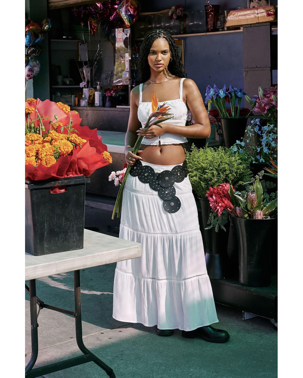 Garage Juliette Peasant Midi Skirt in Grey Lyst Canada