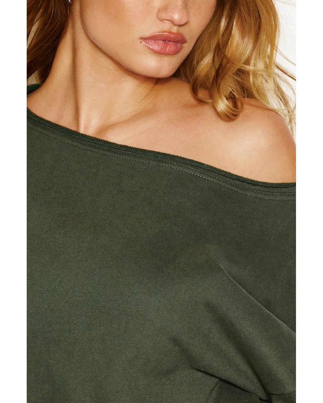 Garage Green Softterry Off Shoulder Sweatshirt