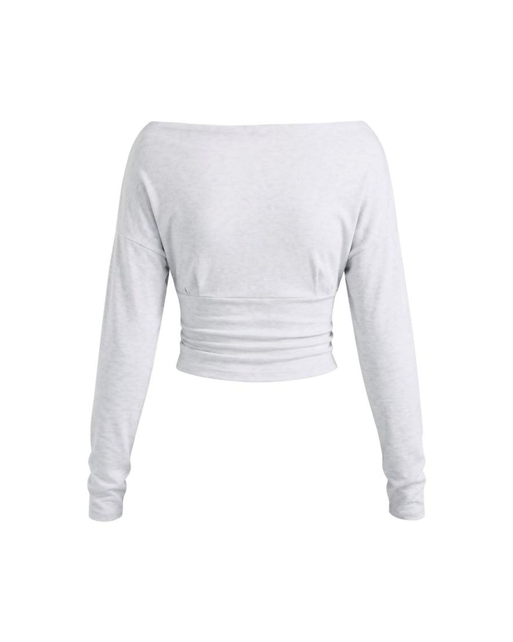 Garage White Asymmetric Snatched Waist Long Sleeve Top