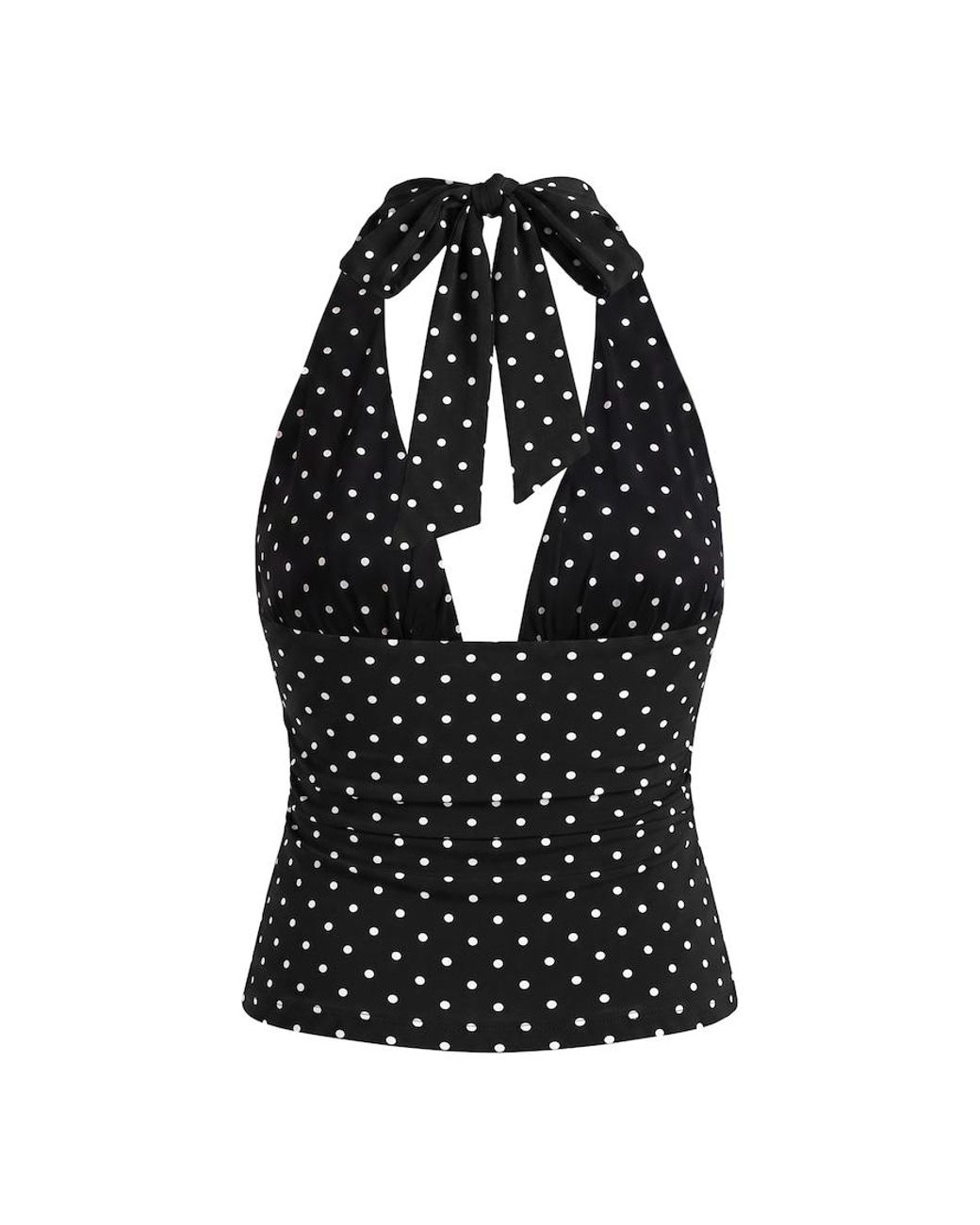 Garage Black Ruched Pixie Halter Top