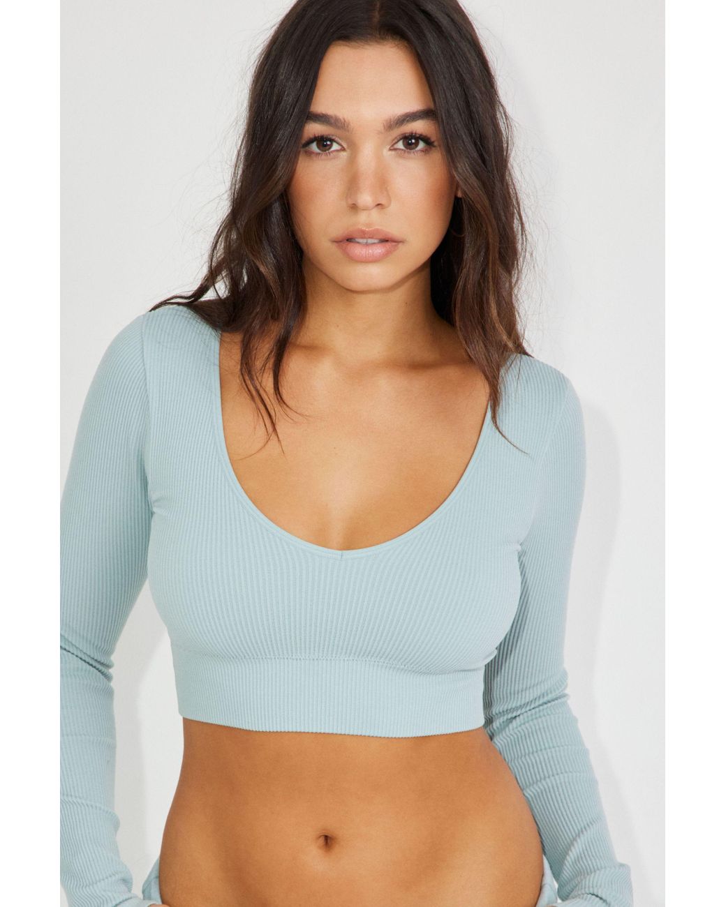 Garage Stella Long Sleeve Seamless Top in Blue Lyst