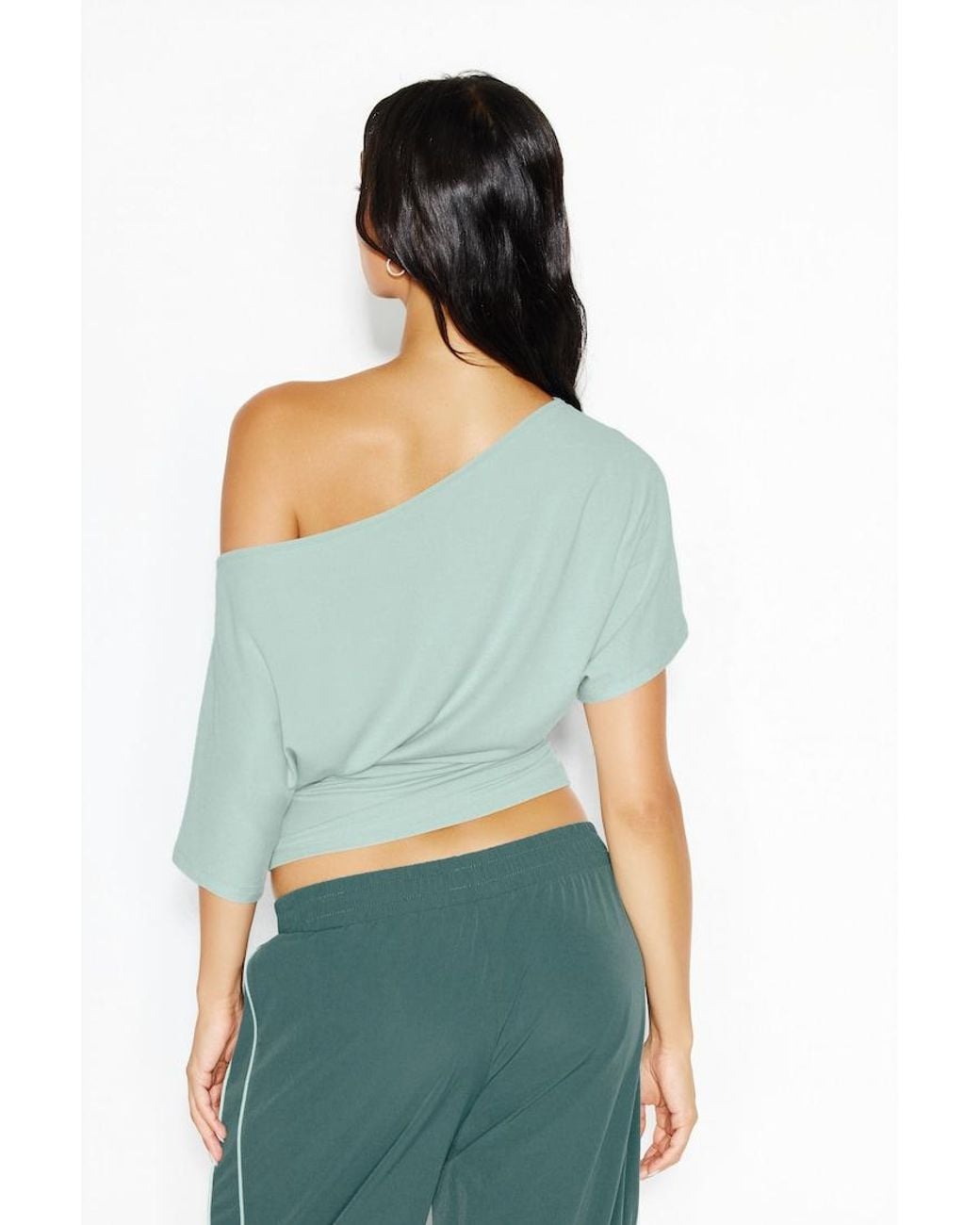 Garage Green Boatneck Dolman Short Sleeve Top