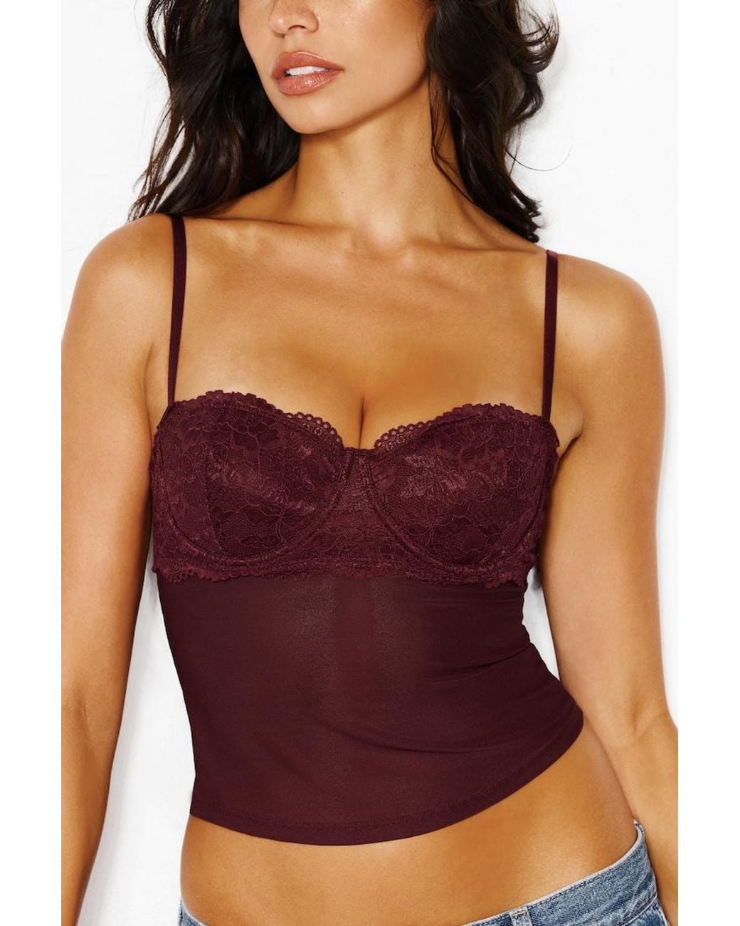 Garage Purple Sabrina Sheer Lace Corset Top
