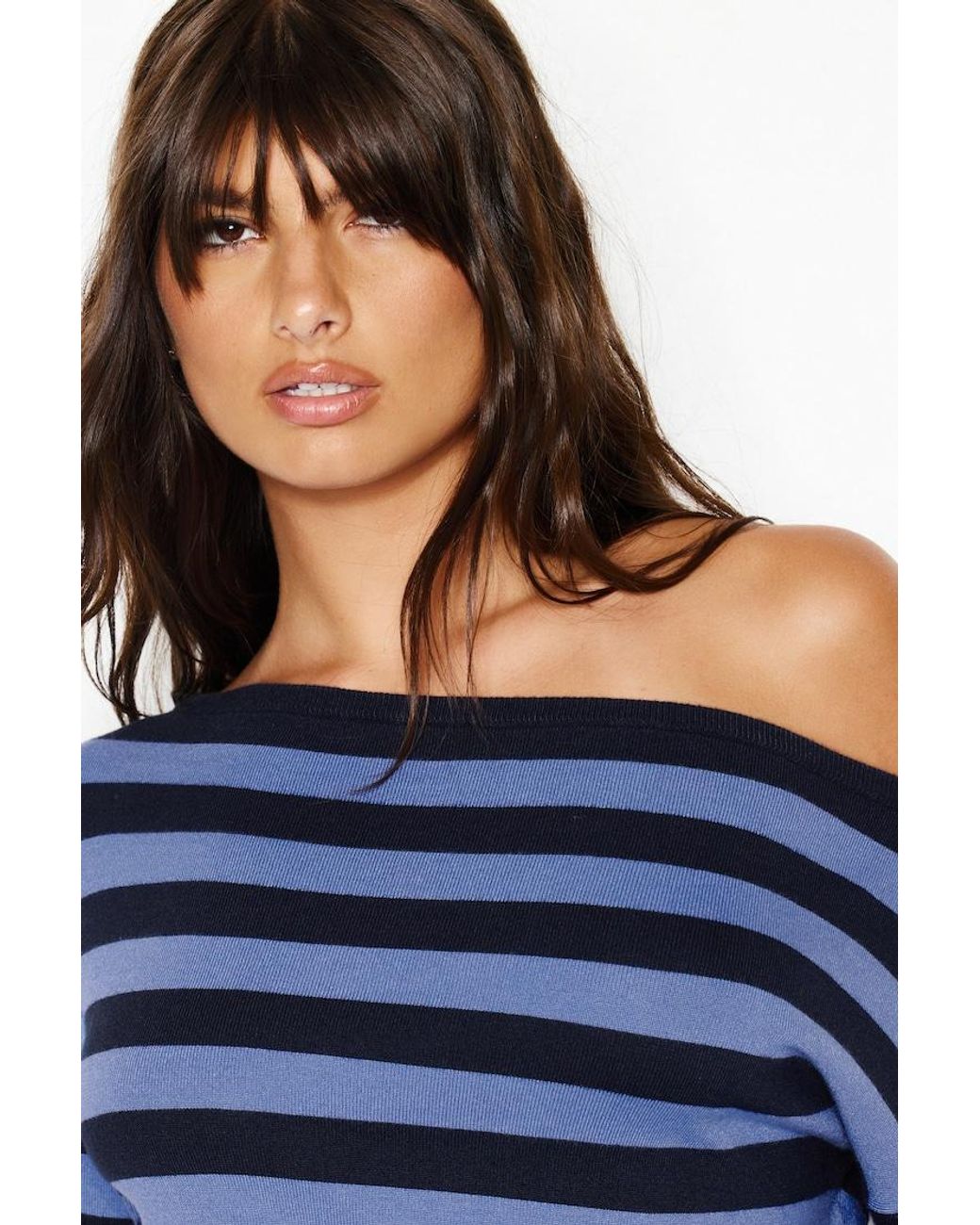 Garage Blue Off Shoulder Reset Long Sleeve Top