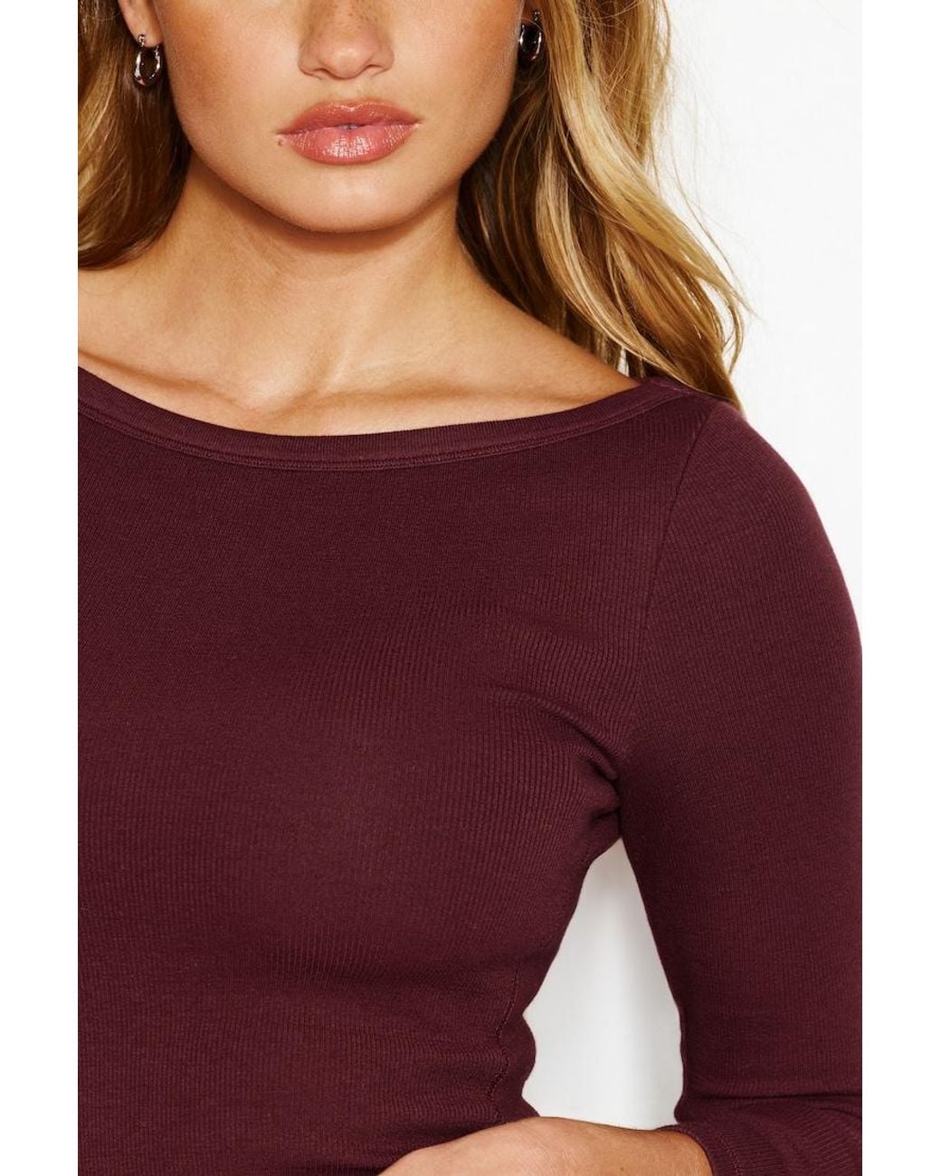 Garage Purple Snatchrib 3/4 Sleeve Top