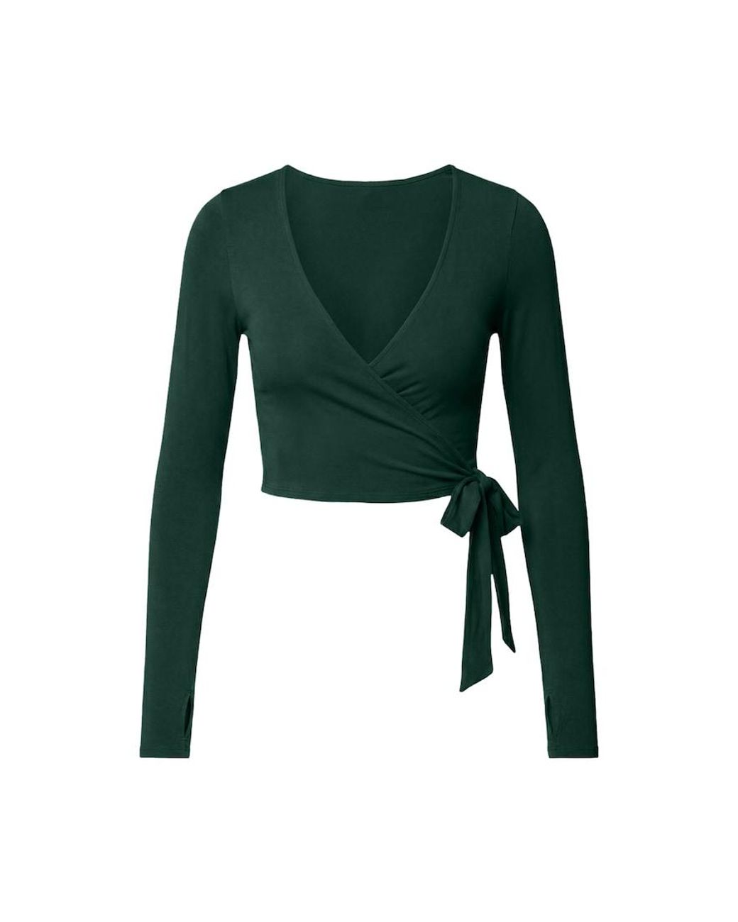 Garage Green Smooth Long Sleeve Wrap Top