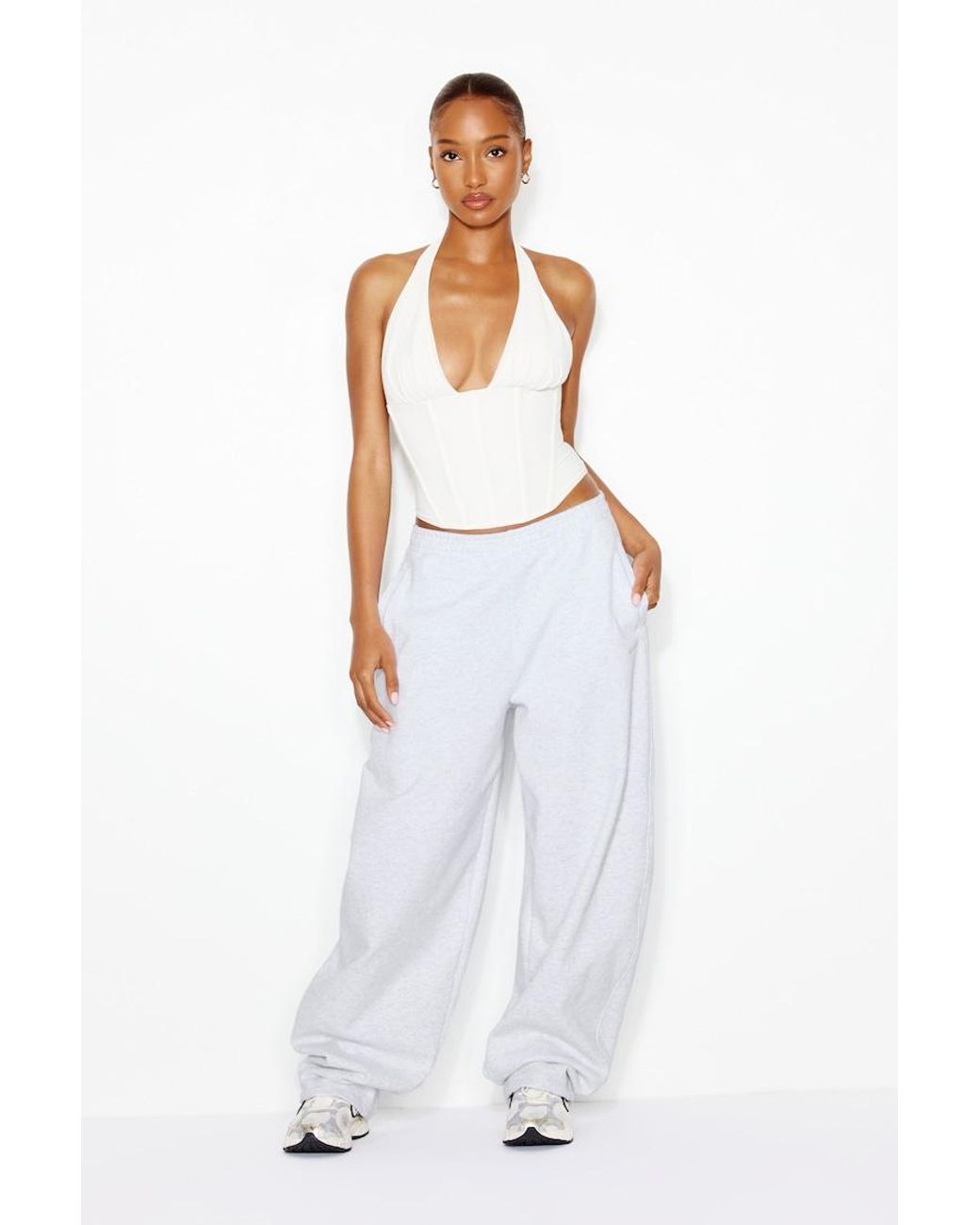 Garage White Ultrafleece Barrel Leg Sweatpants