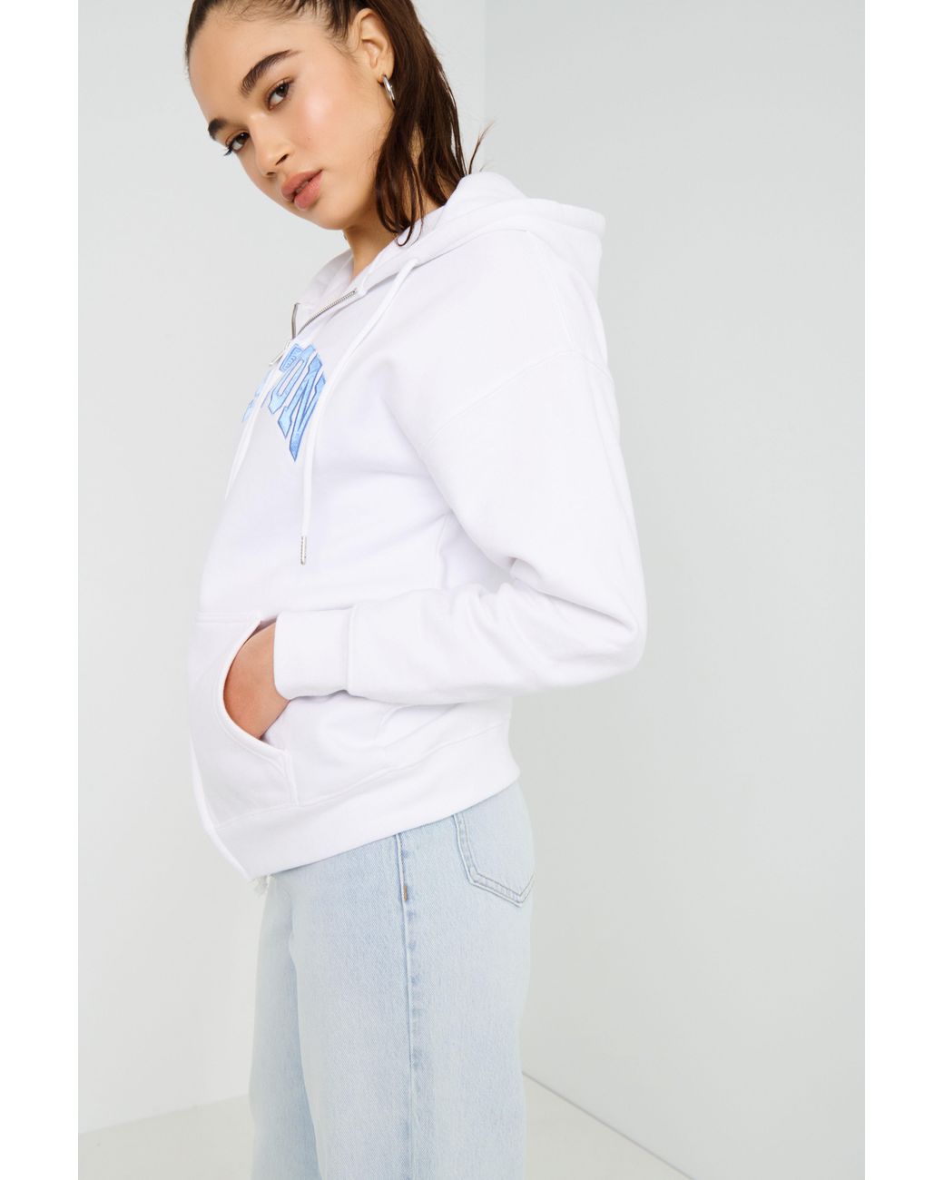 Garage white zip up hoodie sale