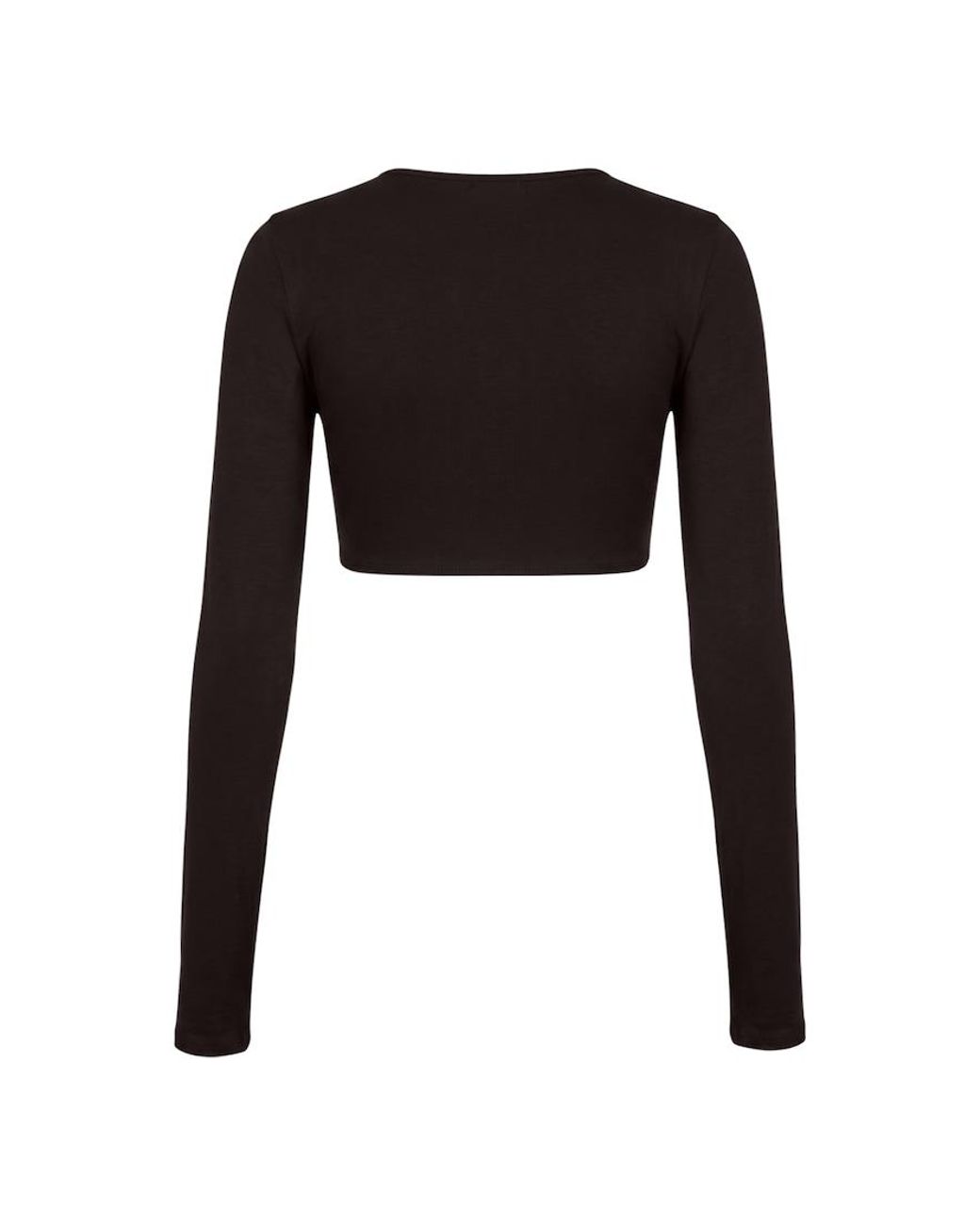 Garage Black Sleek Tie Front Micro Long Sleeve Top