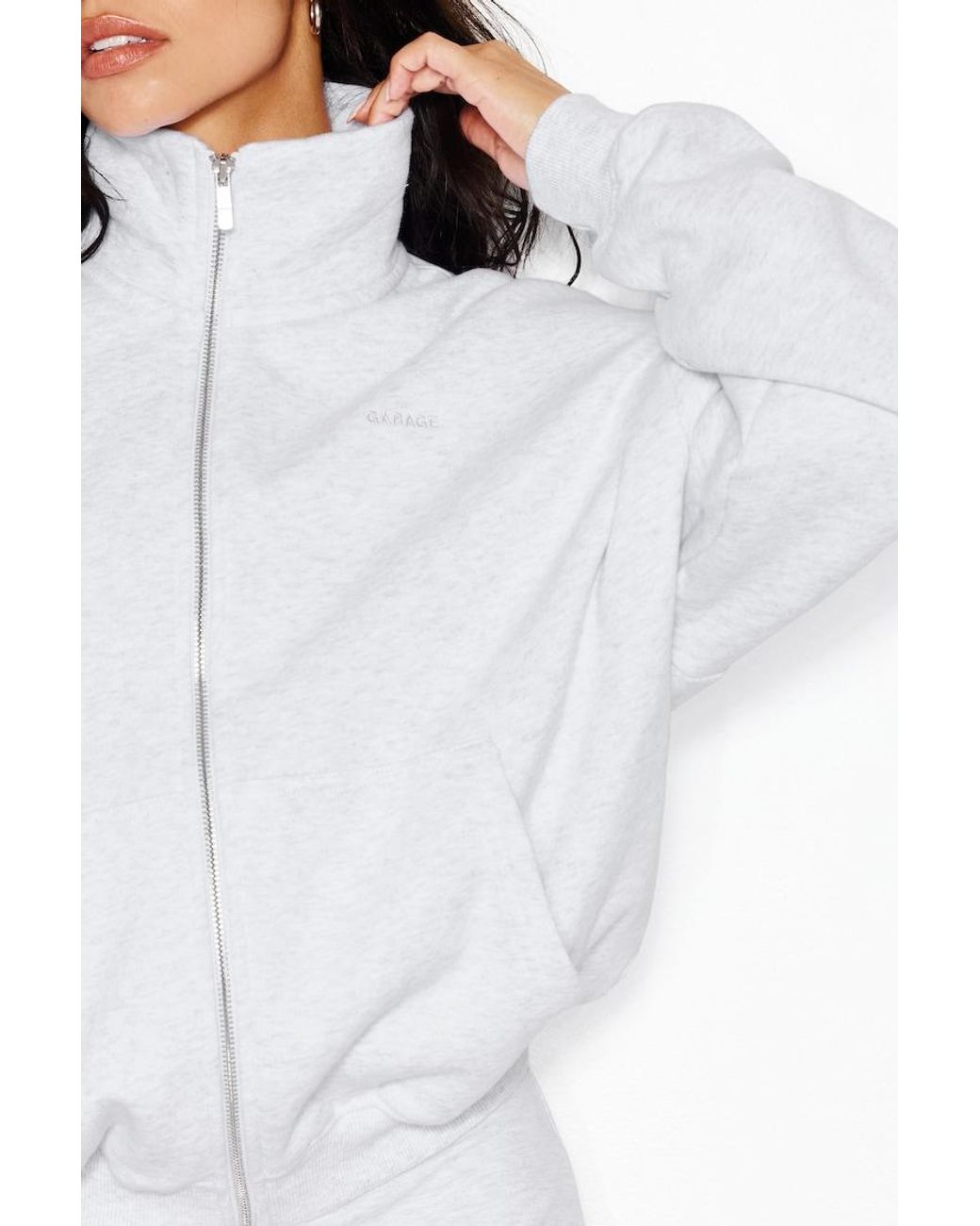 Garage White Ultrafleece Mockneck Full Zip Sweatshirt