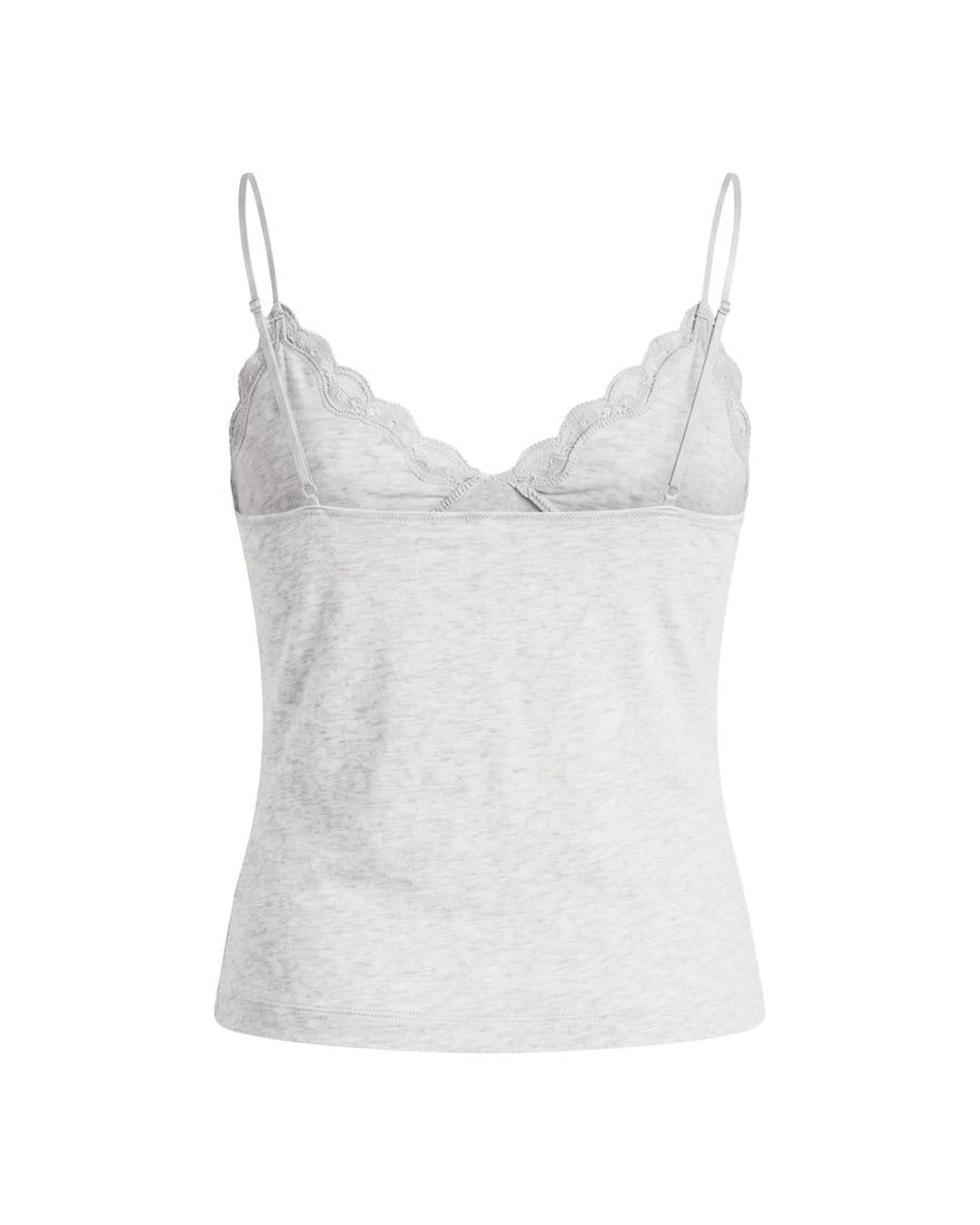 Garage White Plunge Lace Trim Cami Top