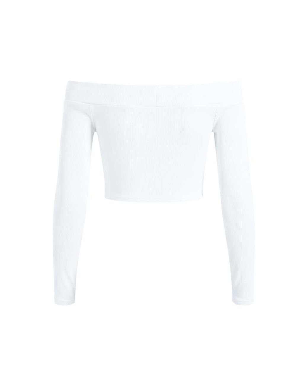Garage White Sleek Off Shoulder Long Sleeve Top