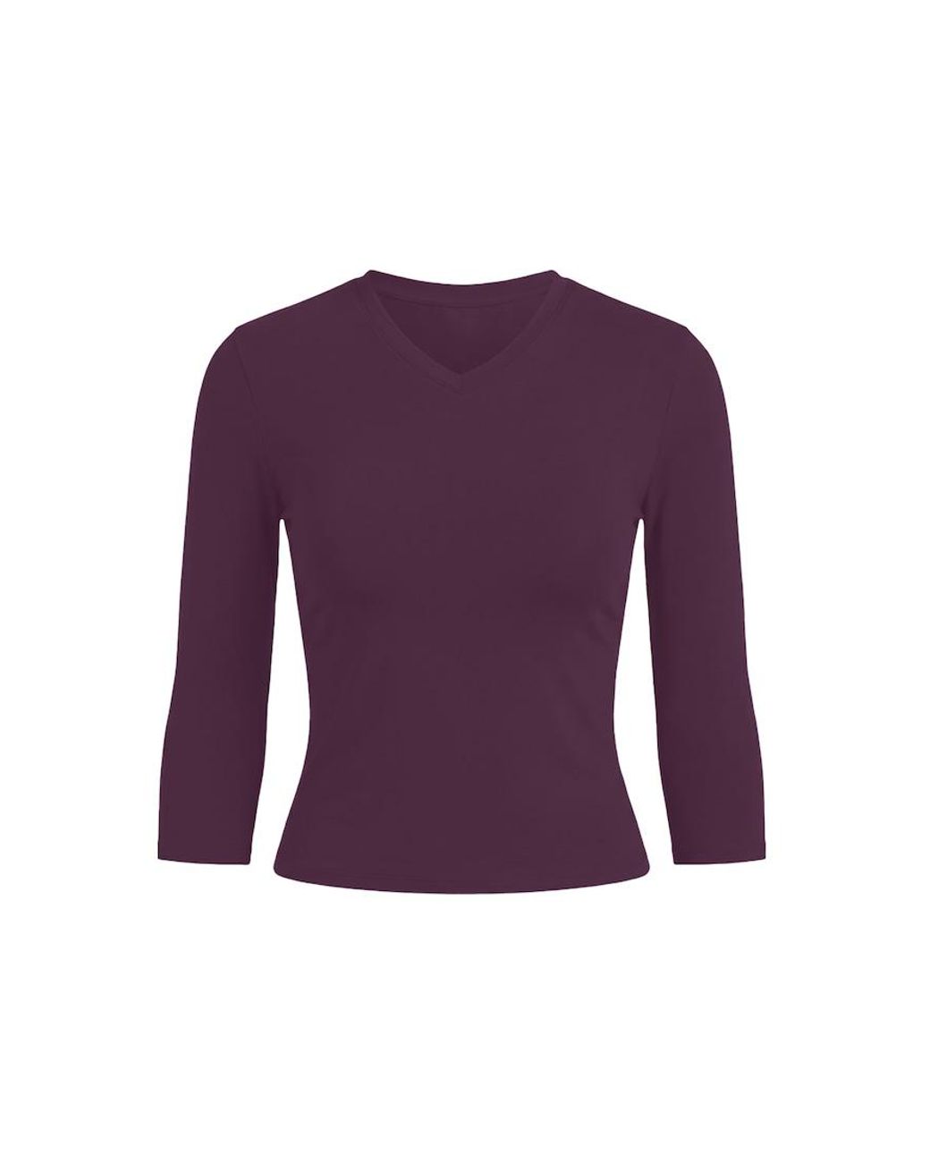 Garage Purple Sleek High V-Neck 3/4 Sleeve Top