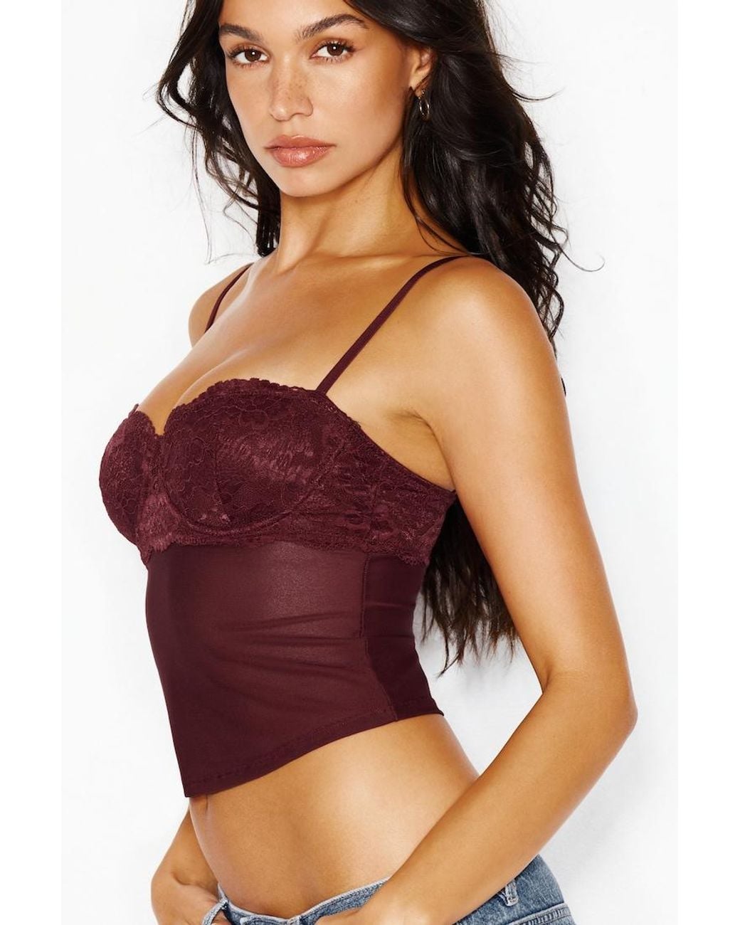 Garage Purple Sabrina Sheer Lace Corset Top