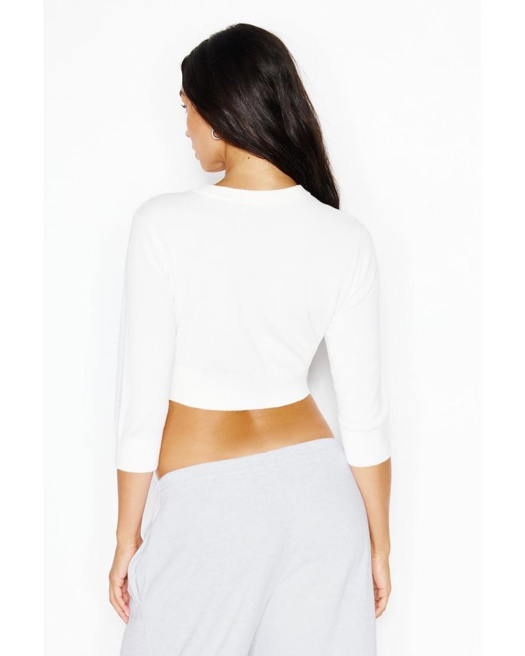 Garage White Ultra Cropped Cardigan Long Sleeve Top