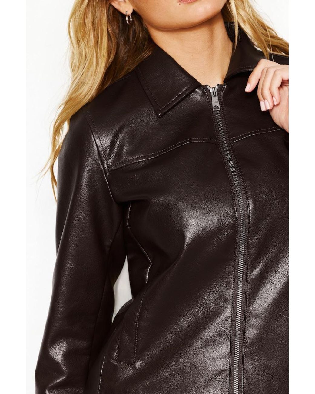 Garage Black Faux-Leather Worker Jacket