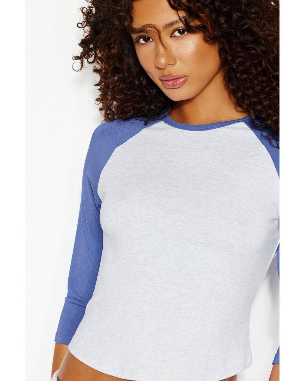 Garage Blue Raglan Baseball 3/4 Sleeve Top