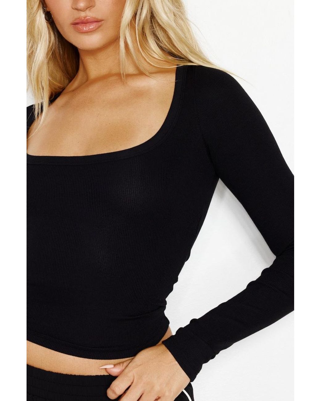 Garage Black Snatchrib Scoop Neck Longsleeve Top