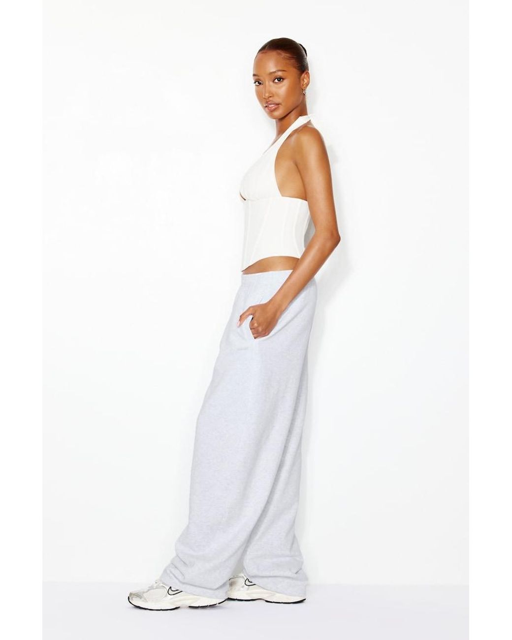 Garage White Ultrafleece Barrel Leg Sweatpants