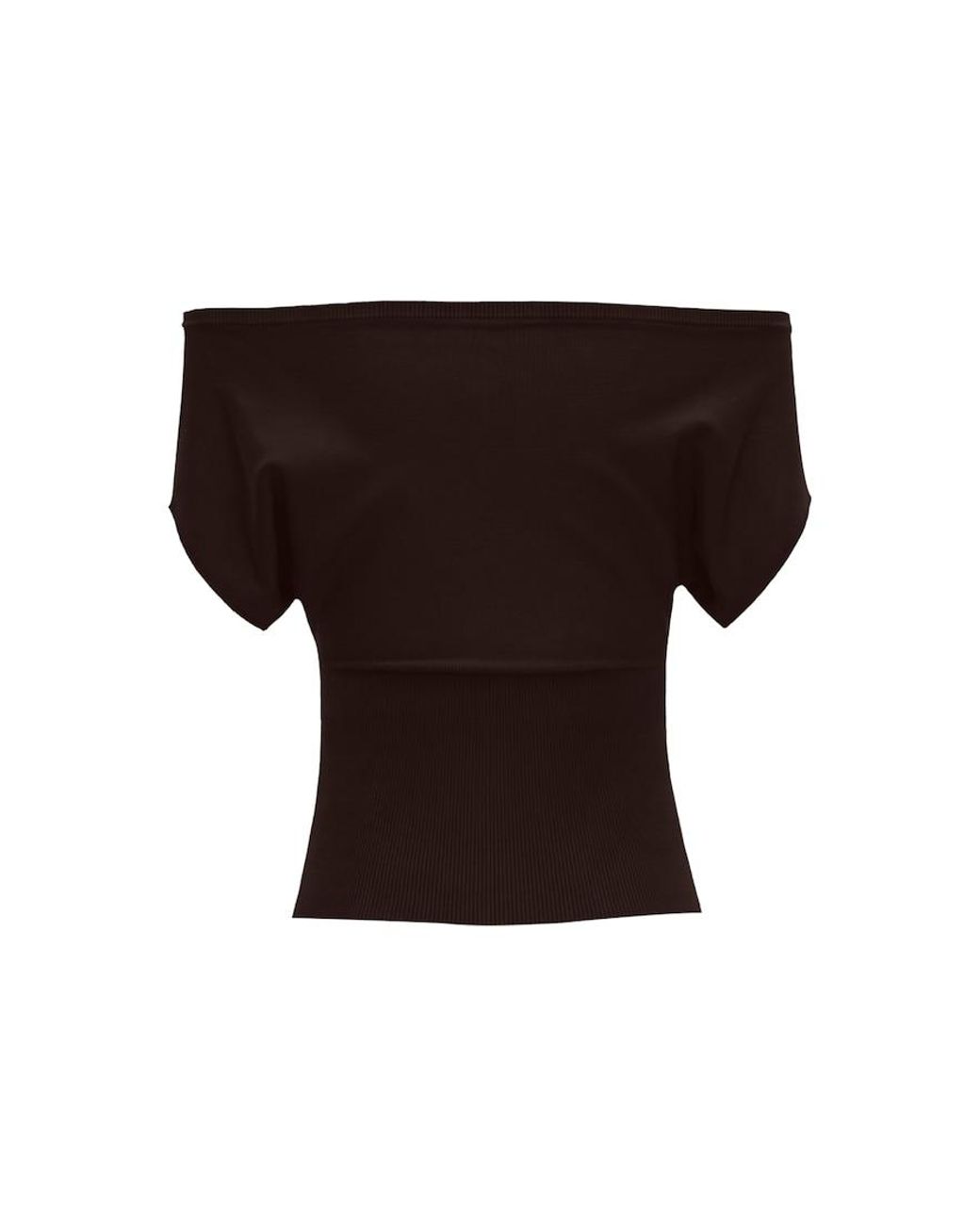 Garage Black Off Shoulder Short Sleeve Cinch Waist Top