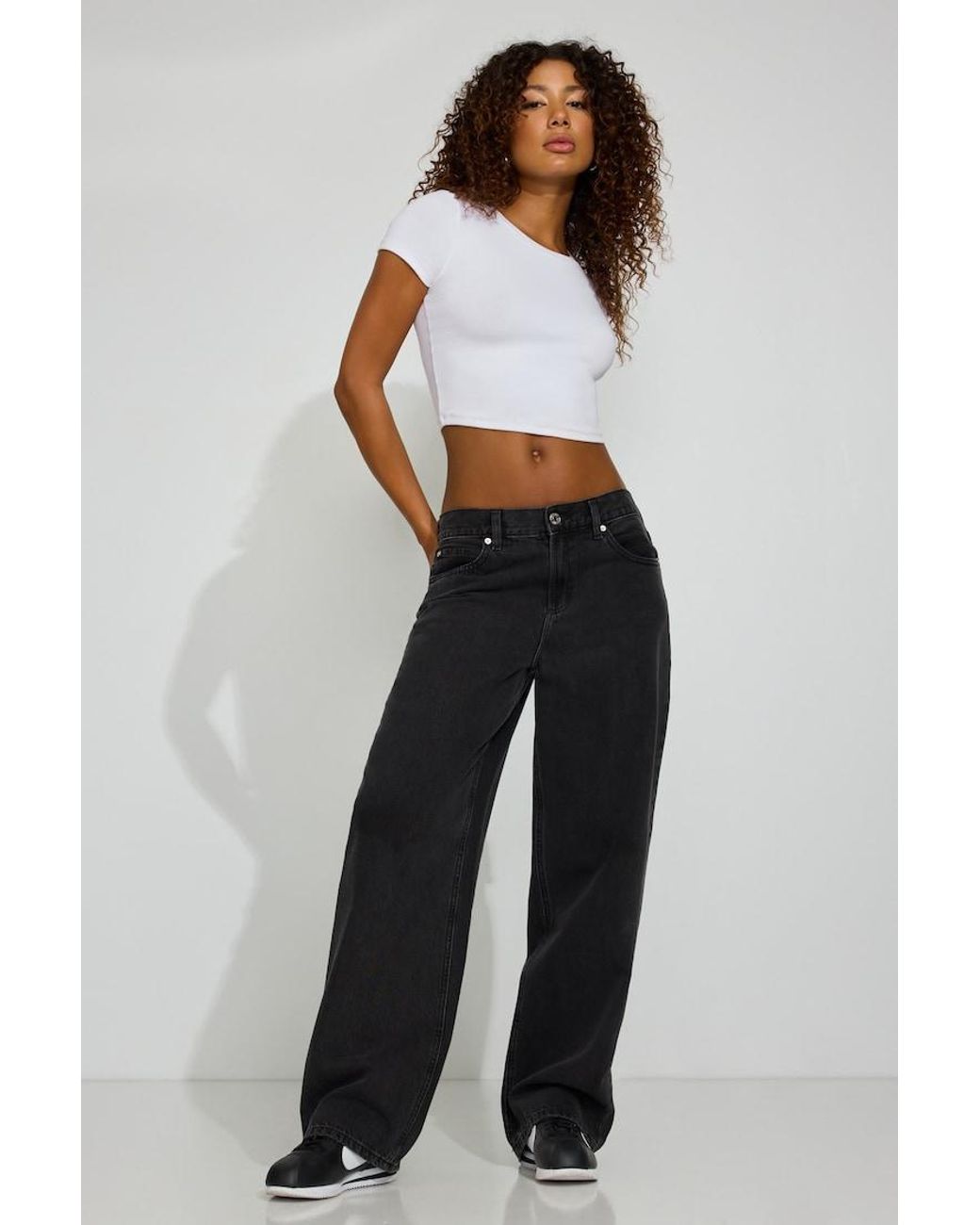 Garage Black Low Rise Baggy Jeans