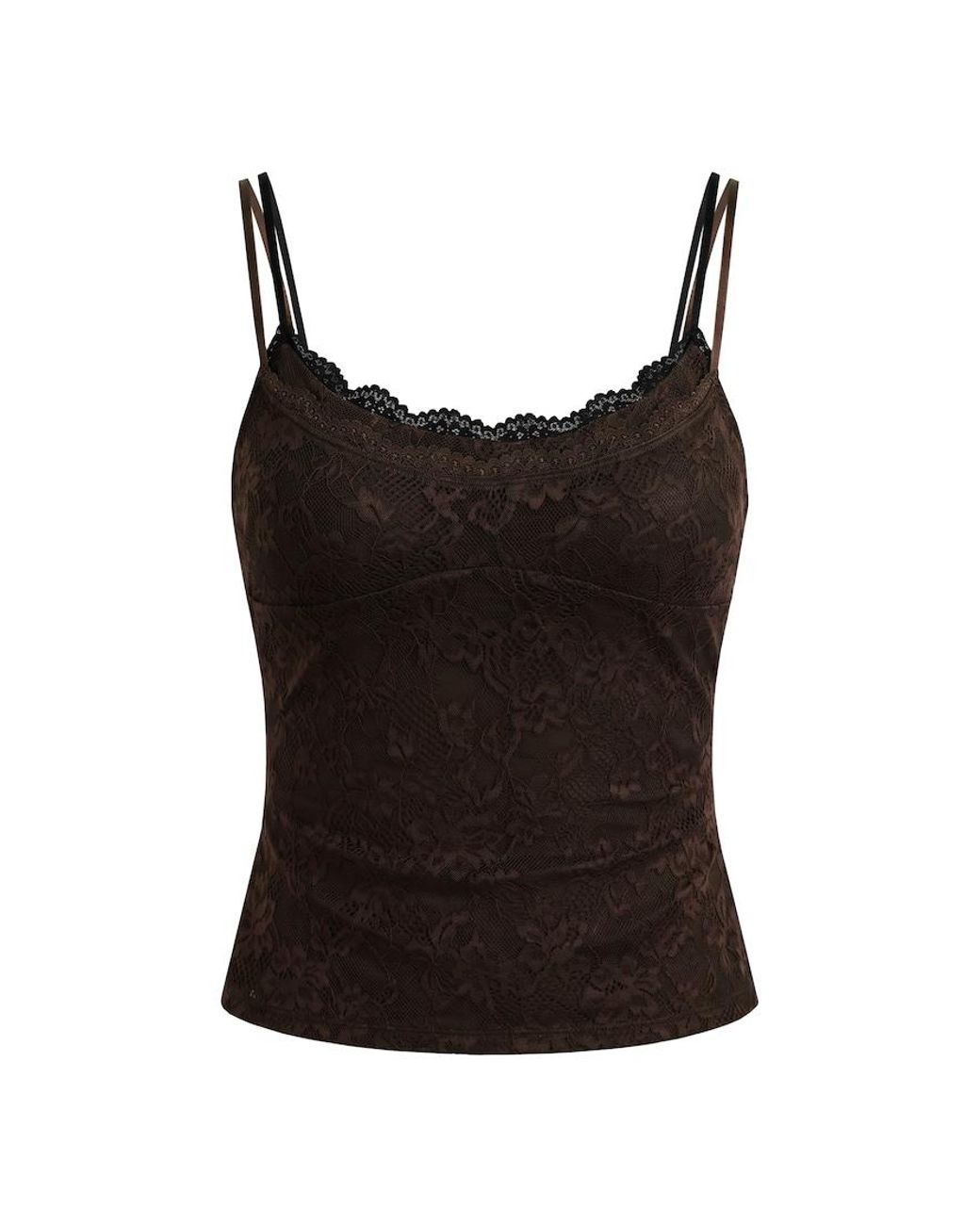 Garage Black Double Layer Lace Cami Top