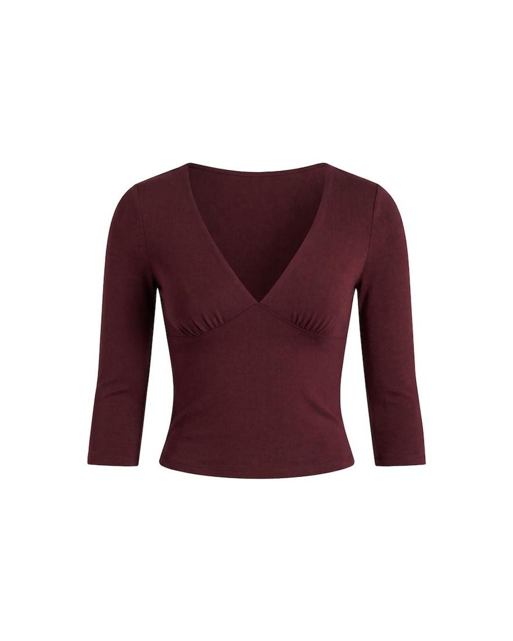 Garage Red Plunge 3/4 Sleeve Top