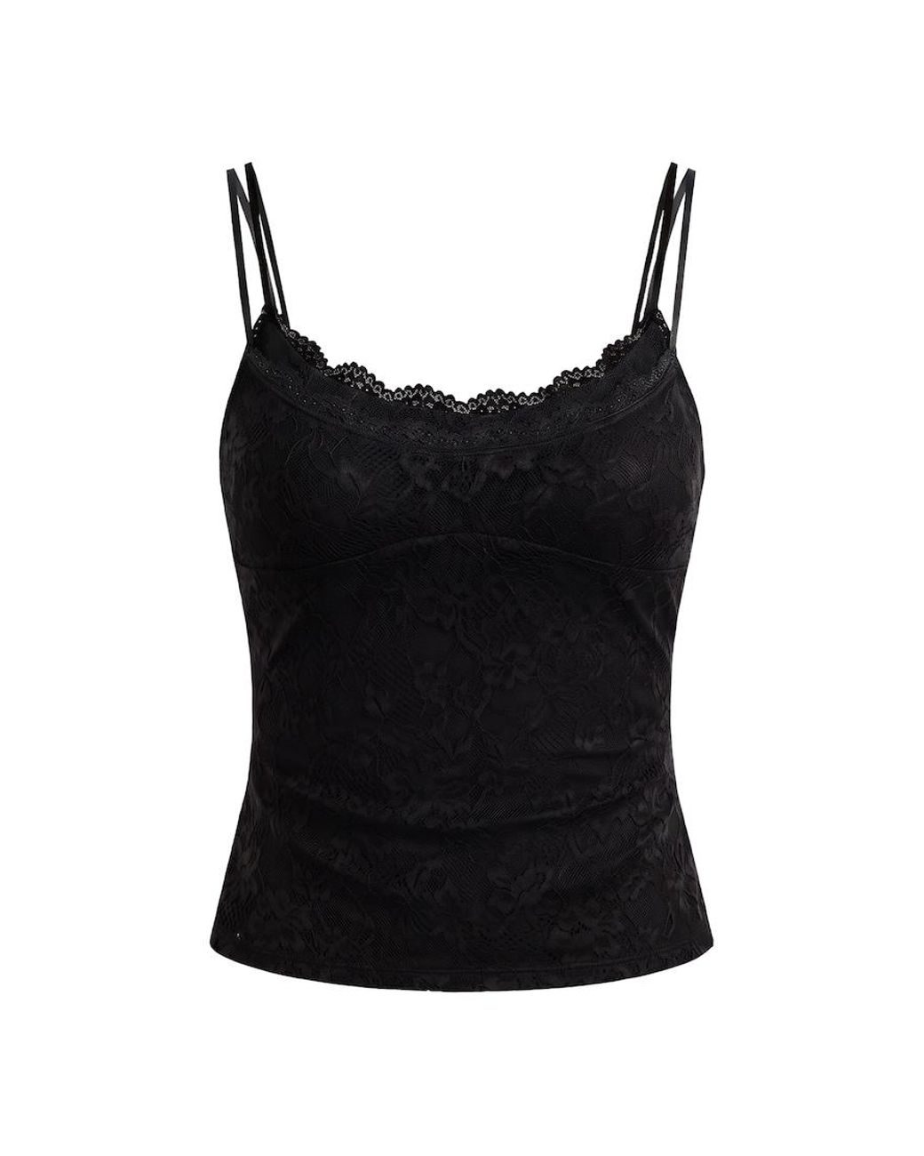 Garage Black Double Layer Lace Cami Top