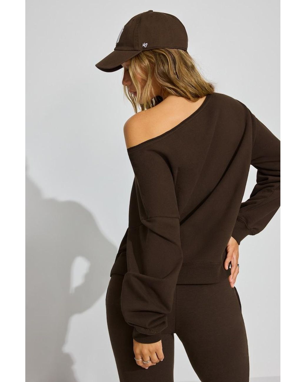 Garage Brown Softterry Off Shoulder Sweatshirt