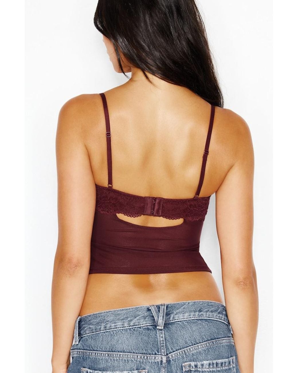 Garage Purple Sabrina Sheer Lace Corset Top