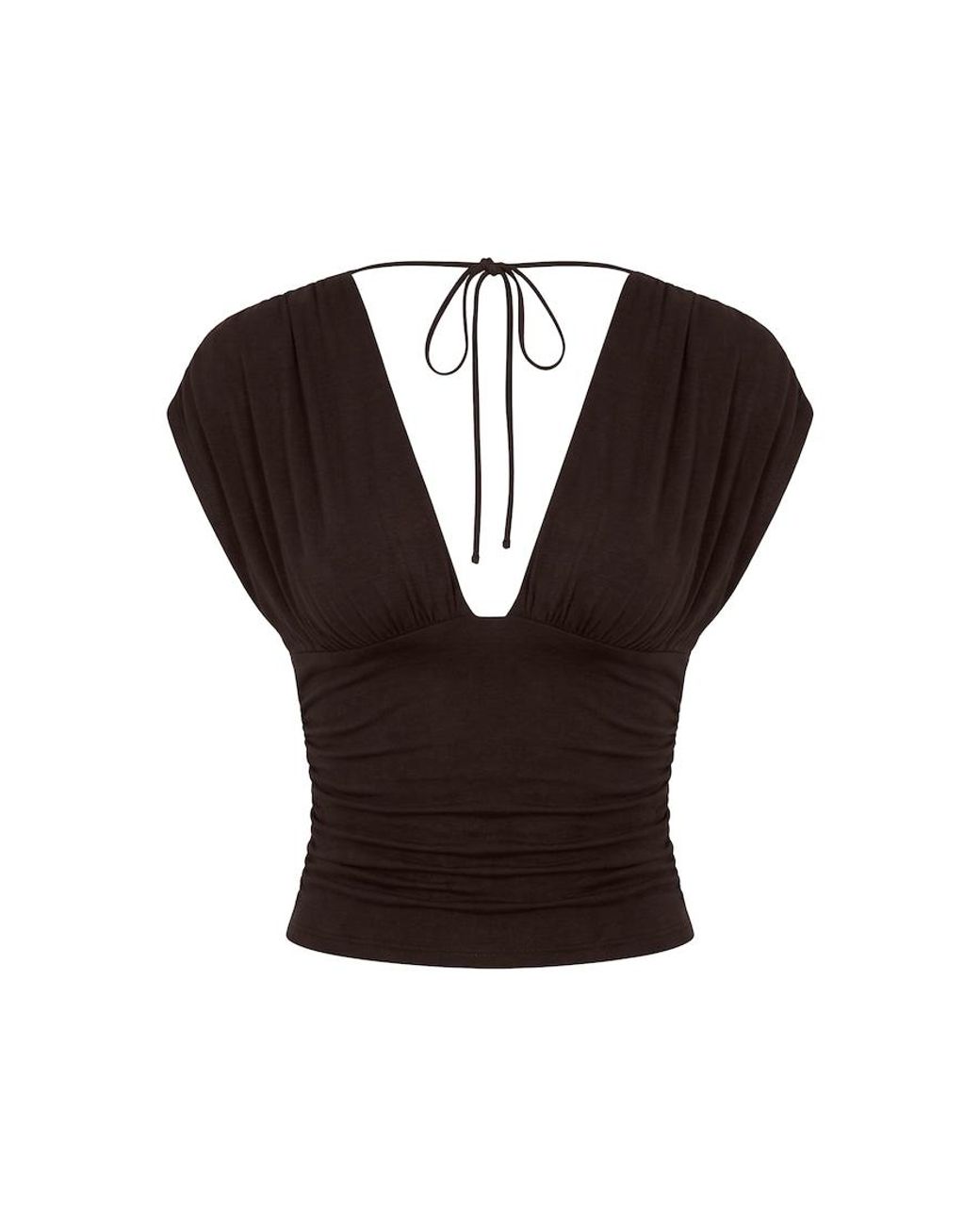 Garage Black Plunge Open Tie Back Top