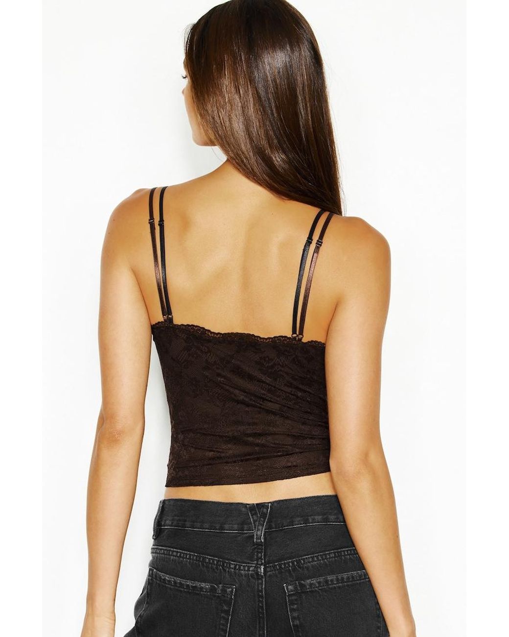 Garage Black Double Layer Lace Cami Top