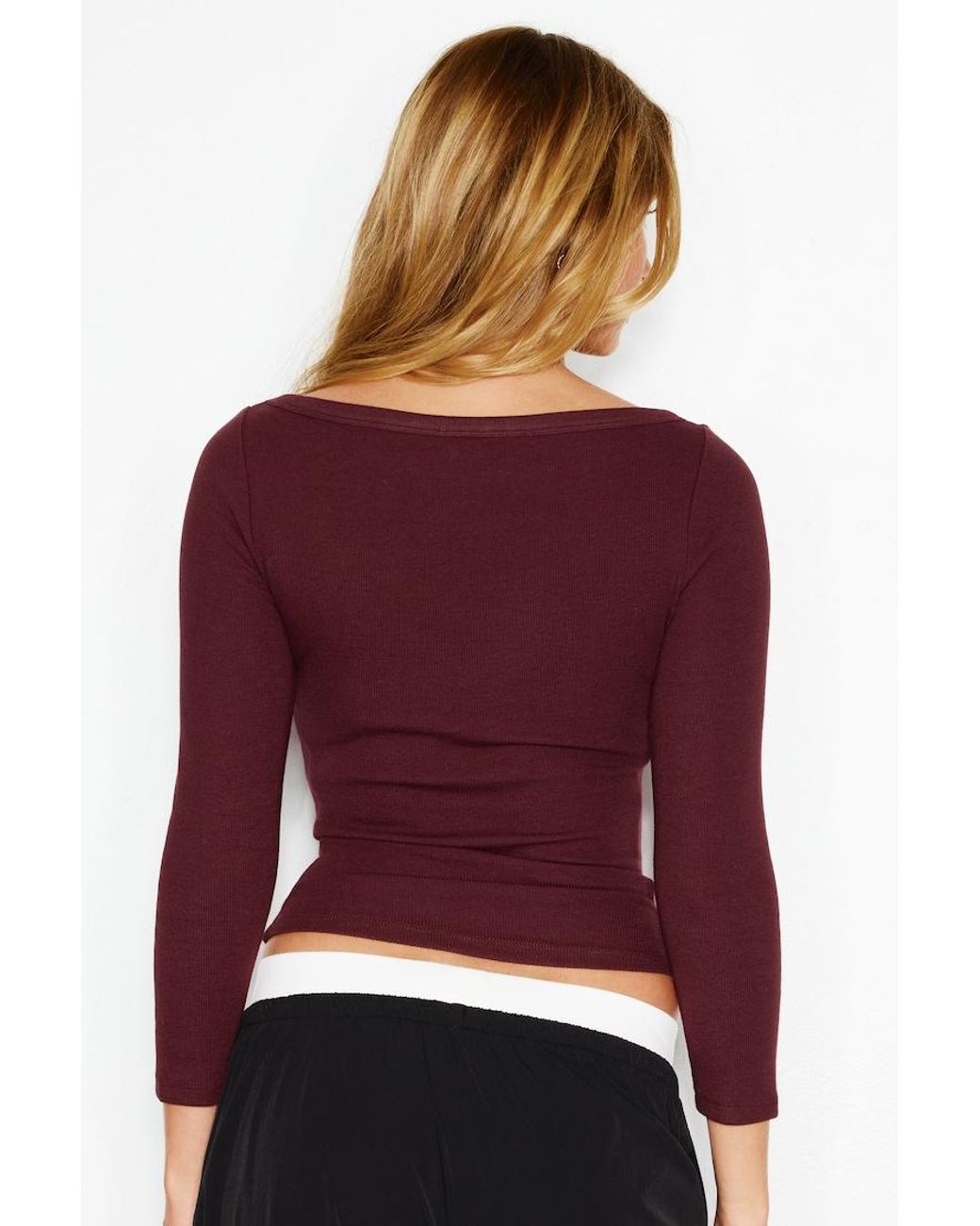 Garage Purple Snatchrib 3/4 Sleeve Top