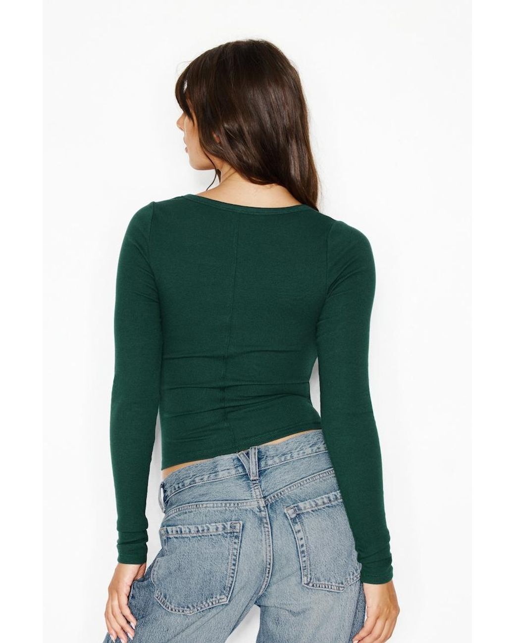Garage Green Snatchrib Scoop Neck Longsleeve Top