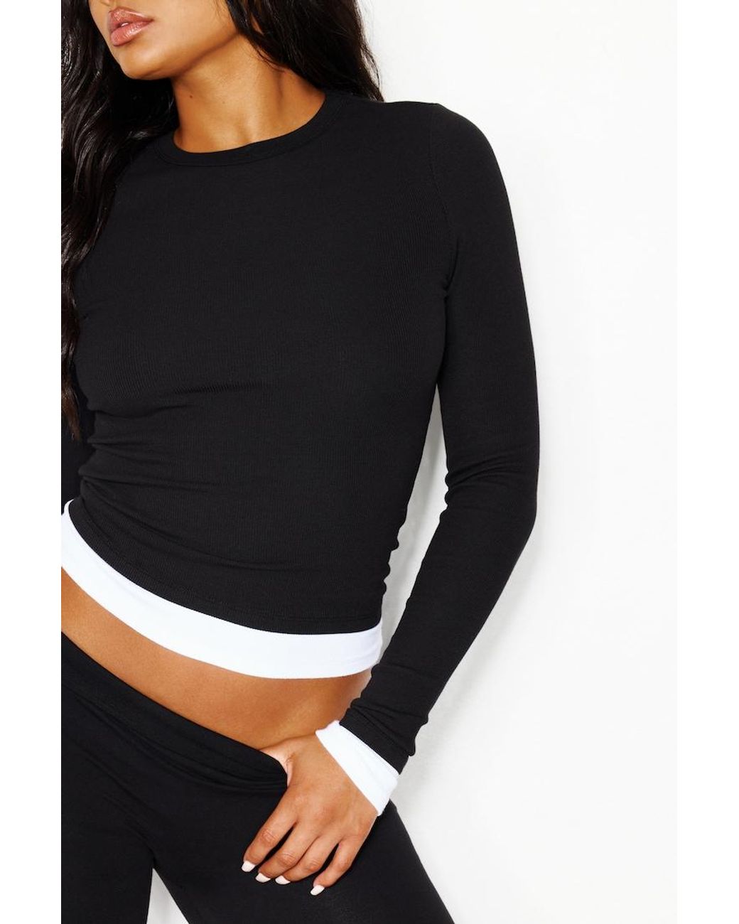 Garage Black Snatchrib Double Layer Longsleeve Top